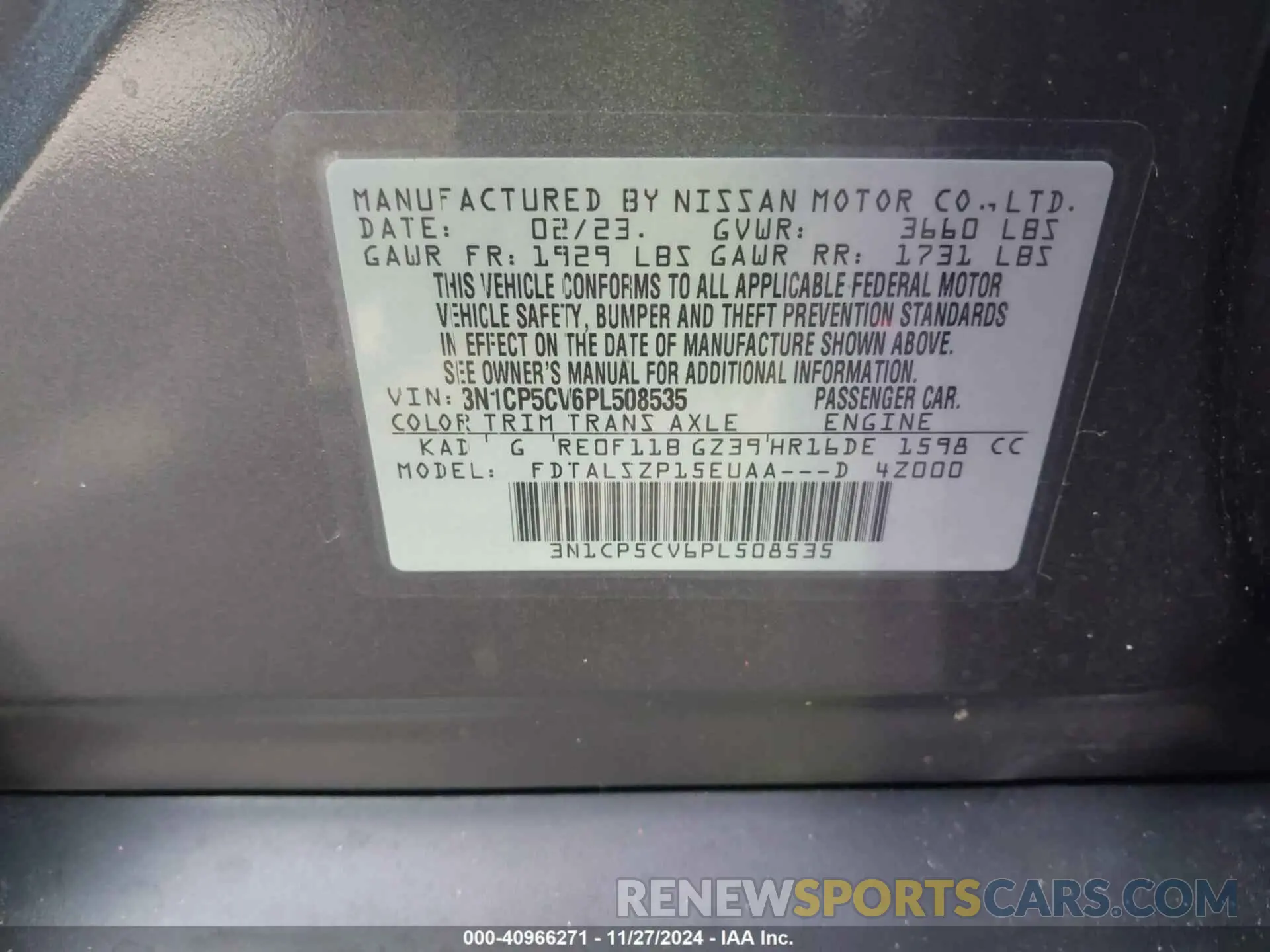 9 Фотография поврежденного автомобиля 3N1CP5CV6PL508535 NISSAN KICKS 2023