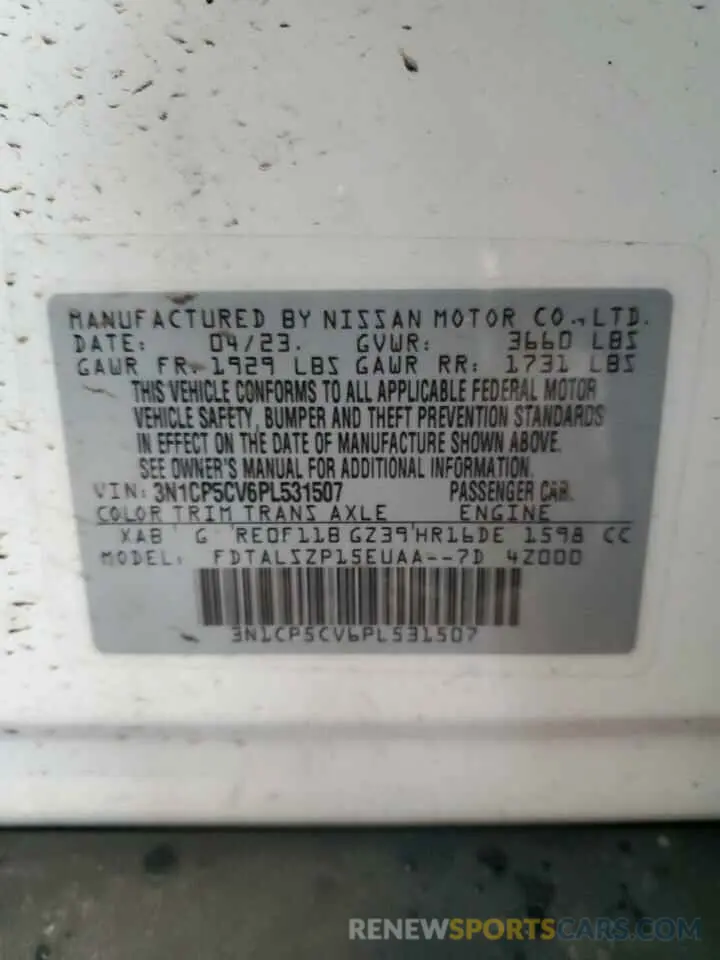 13 Photograph of a damaged car 3N1CP5CV6PL531507 NISSAN KICKS 2023