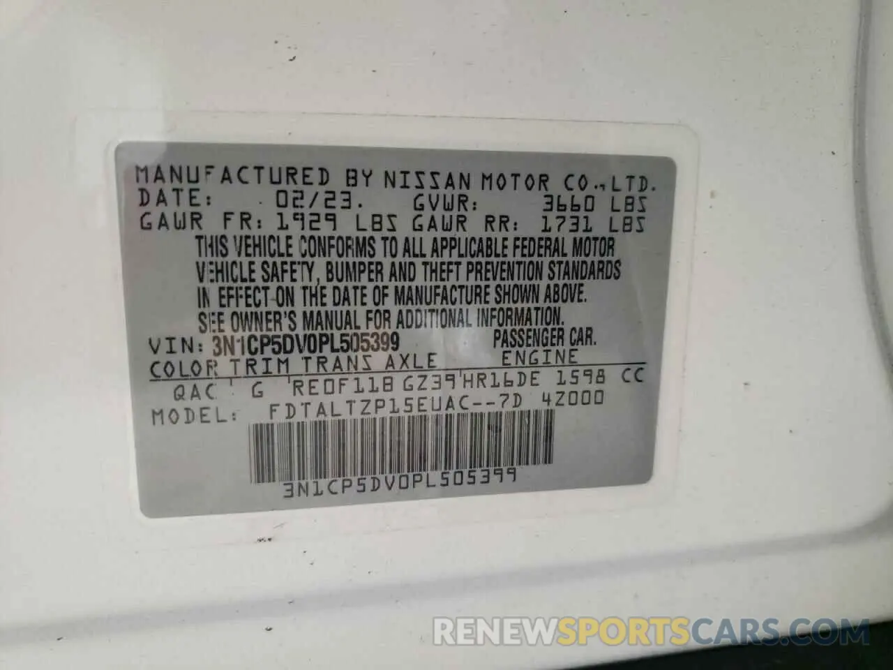 12 Photograph of a damaged car 3N1CP5DV0PL505399 NISSAN KICKS 2023