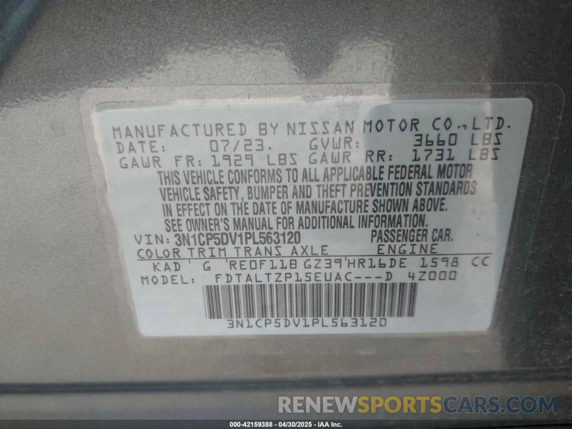 9 Photograph of a damaged car 3N1CP5DV1PL563120 NISSAN KICKS 2023