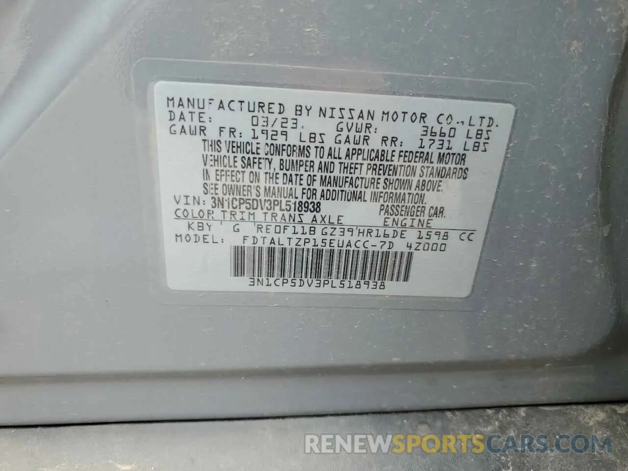 13 Photograph of a damaged car 3N1CP5DV3PL518938 NISSAN KICKS 2023