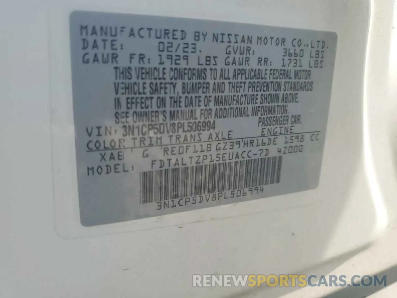 12 Photograph of a damaged car 3N1CP5DV8PL506994 NISSAN KICKS 2023