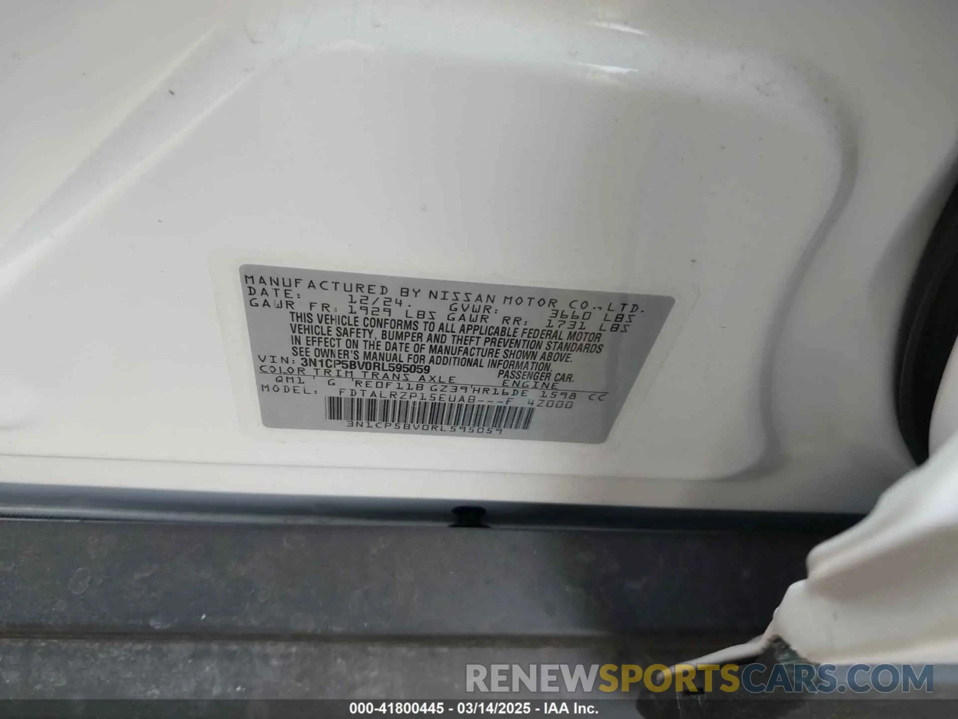 9 Фотография поврежденного автомобиля 3N1CP5BV0RL595059 NISSAN KICKS 2024