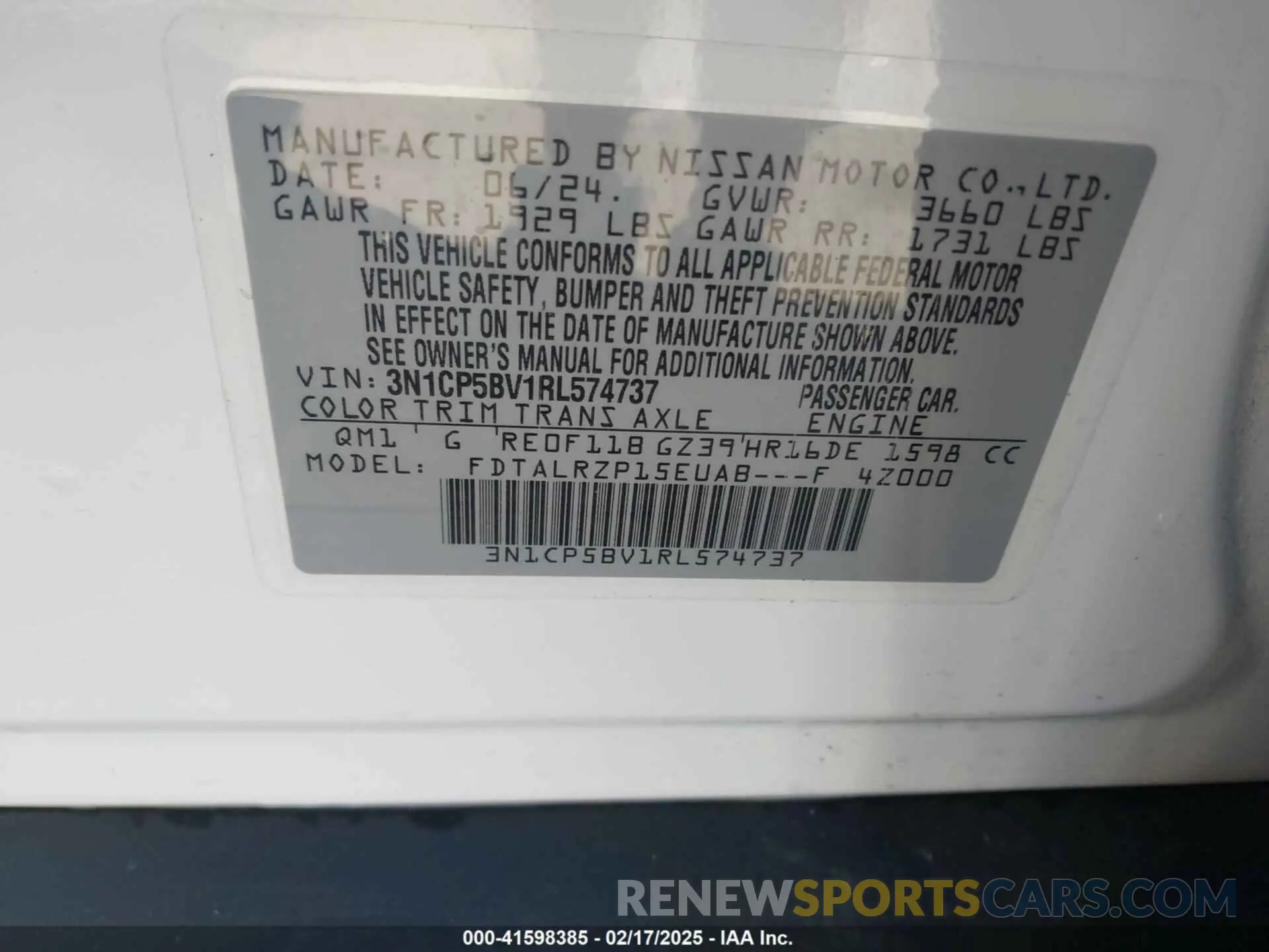 9 Фотография поврежденного автомобиля 3N1CP5BV1RL574737 NISSAN KICKS 2024