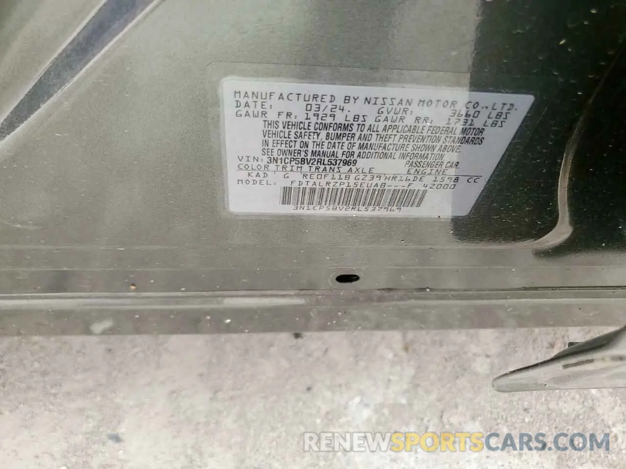 13 Фотография поврежденного автомобиля 3N1CP5BV2RL537969 NISSAN KICKS 2024