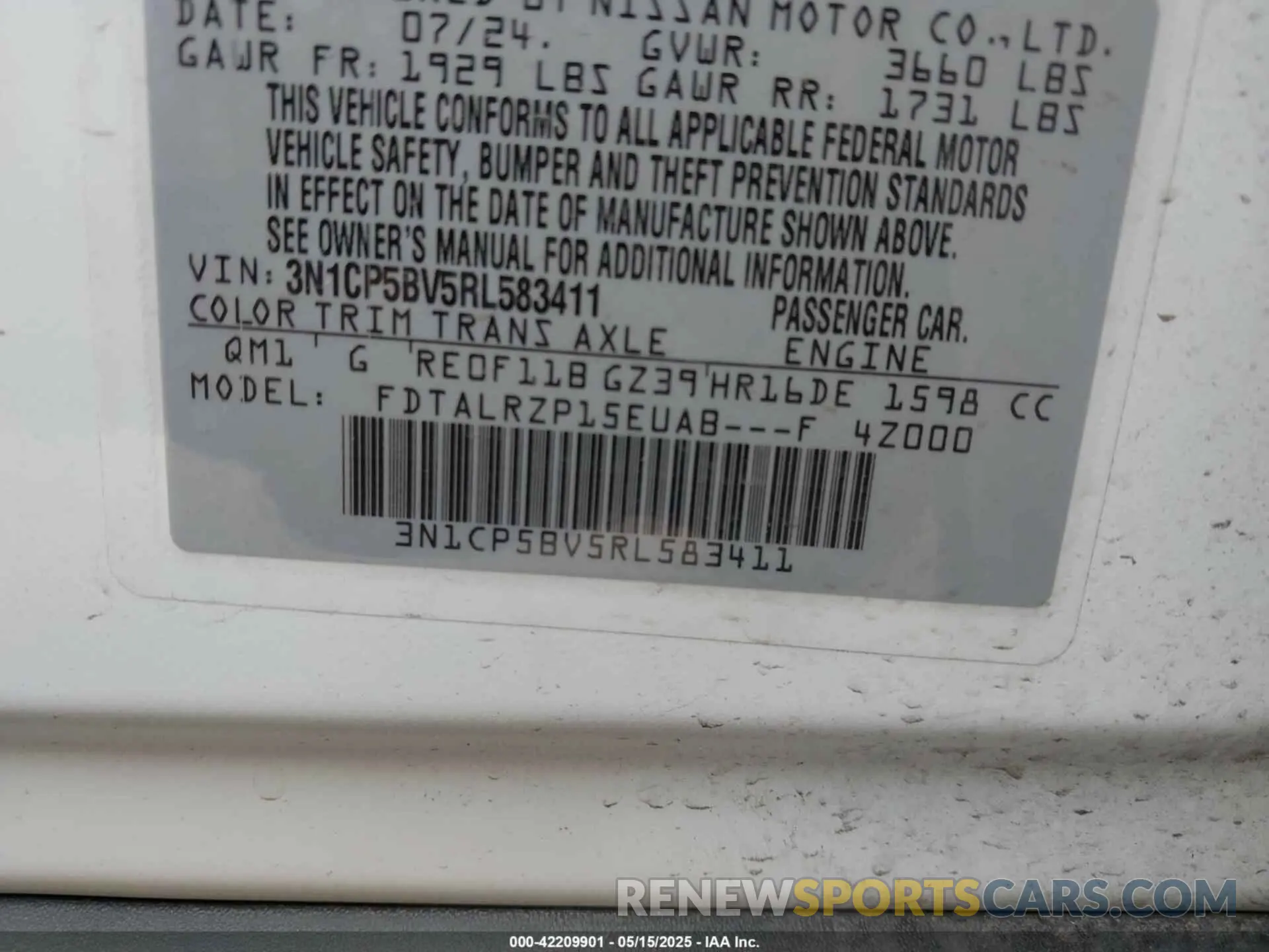 9 Фотография поврежденного автомобиля 3N1CP5BV5RL583411 NISSAN KICKS 2024