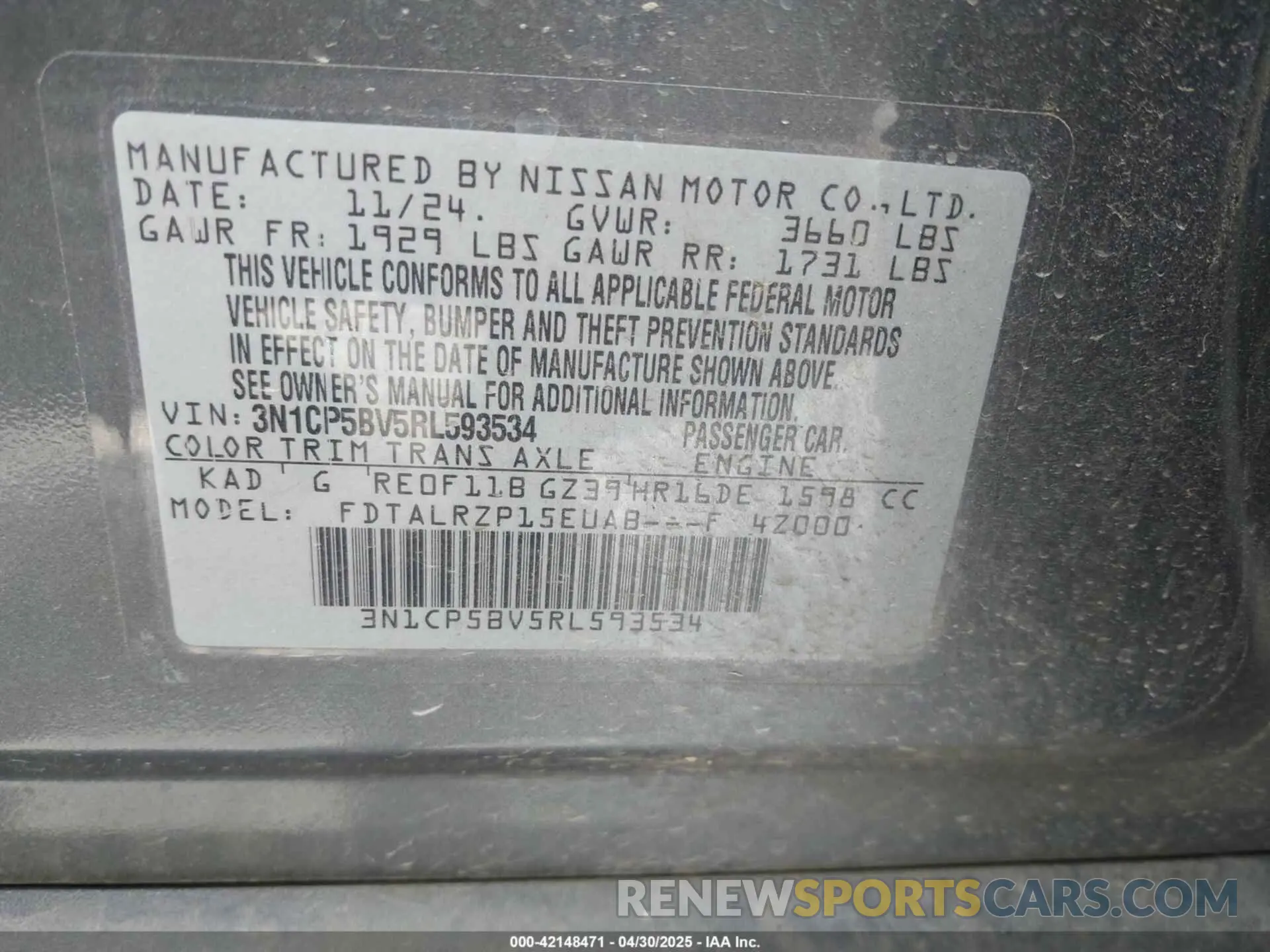 9 Фотография поврежденного автомобиля 3N1CP5BV5RL593534 NISSAN KICKS 2024