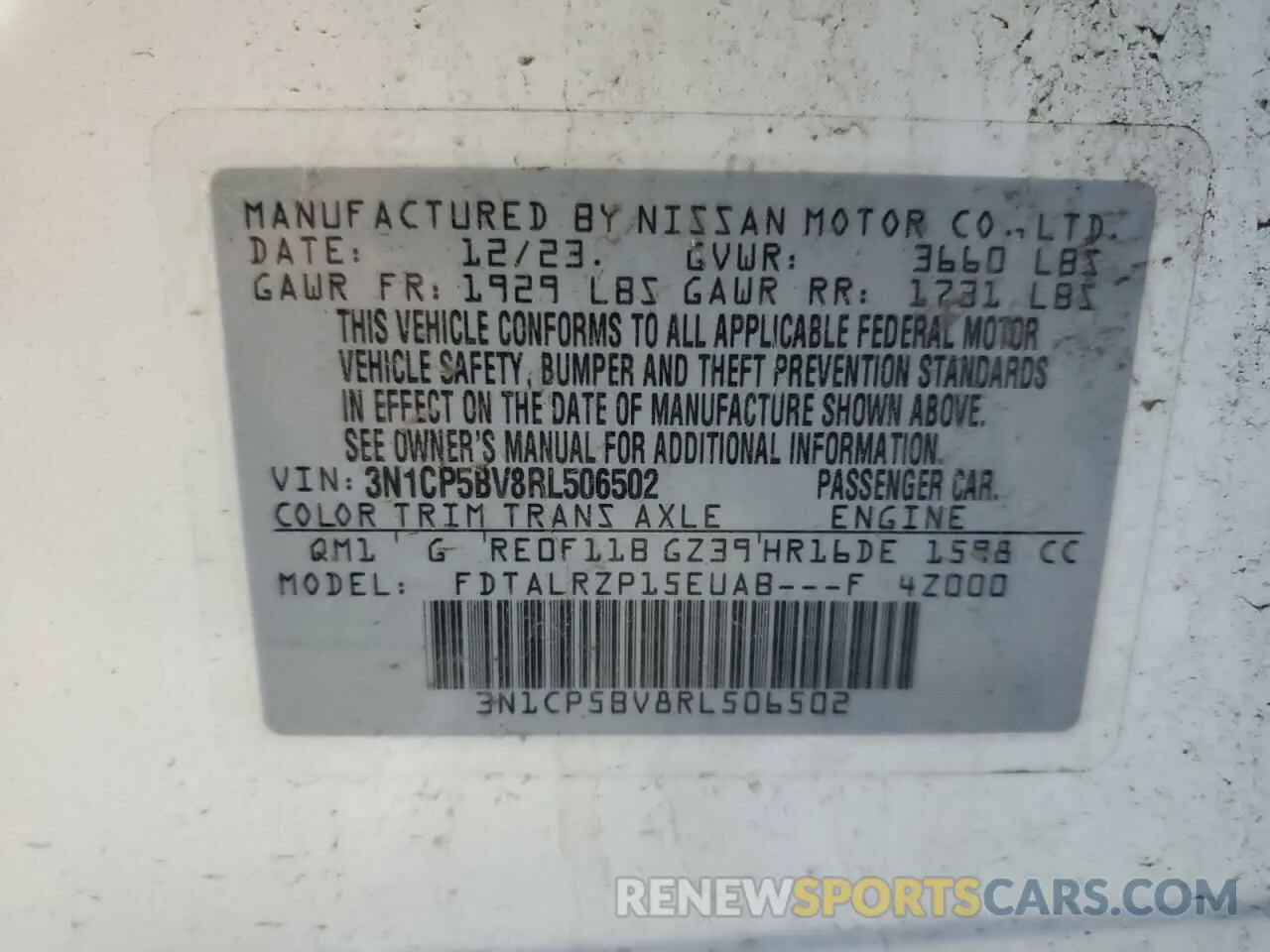 12 Фотография поврежденного автомобиля 3N1CP5BV8RL506502 NISSAN KICKS 2024