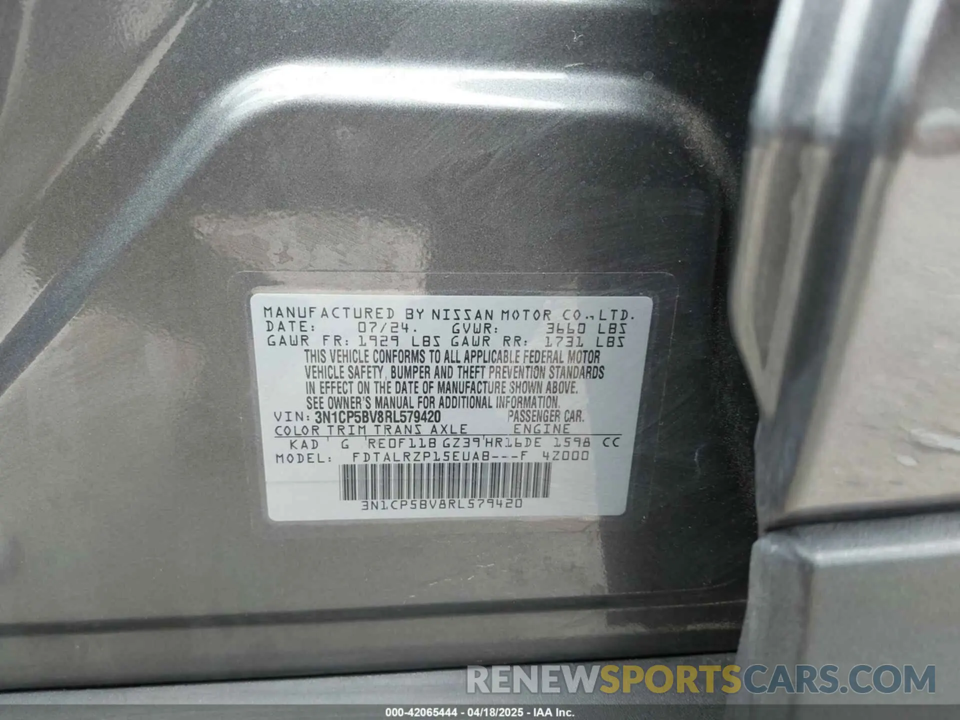 9 Фотография поврежденного автомобиля 3N1CP5BV8RL579420 NISSAN KICKS 2024
