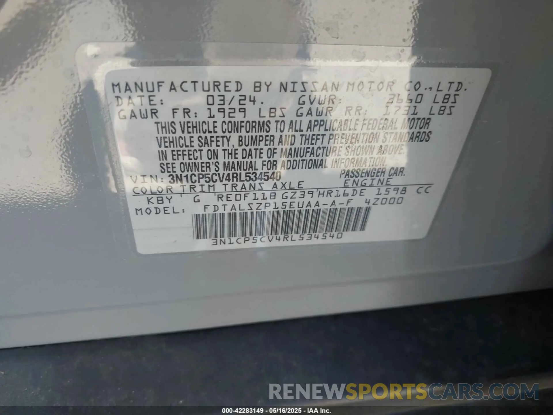 9 Фотография поврежденного автомобиля 3N1CP5CV4RL534540 NISSAN KICKS 2024