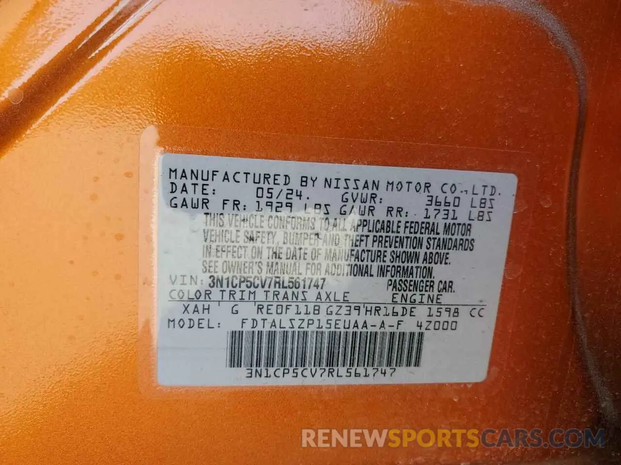 15 Фотография поврежденного автомобиля 3N1CP5CV7RL561747 NISSAN KICKS 2024
