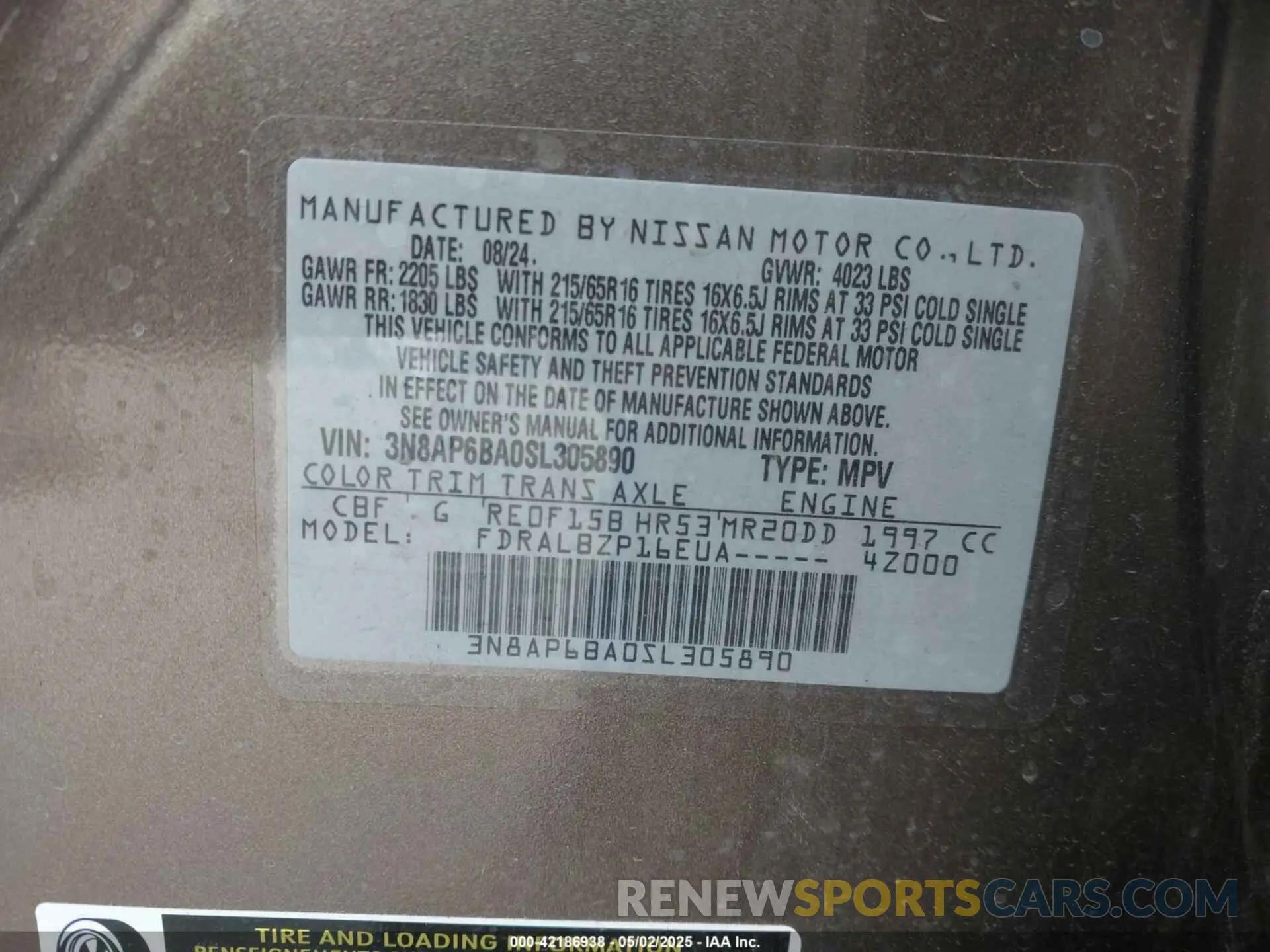 9 Фотография поврежденного автомобиля 3N8AP6BA0SL305890 NISSAN KICKS 2025