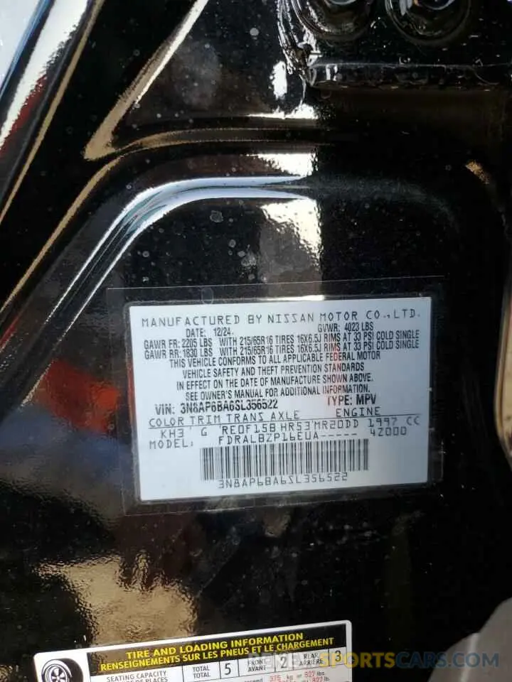 14 Photograph of a damaged car 3N8AP6BA6SL356522 NISSAN KICKS 2025