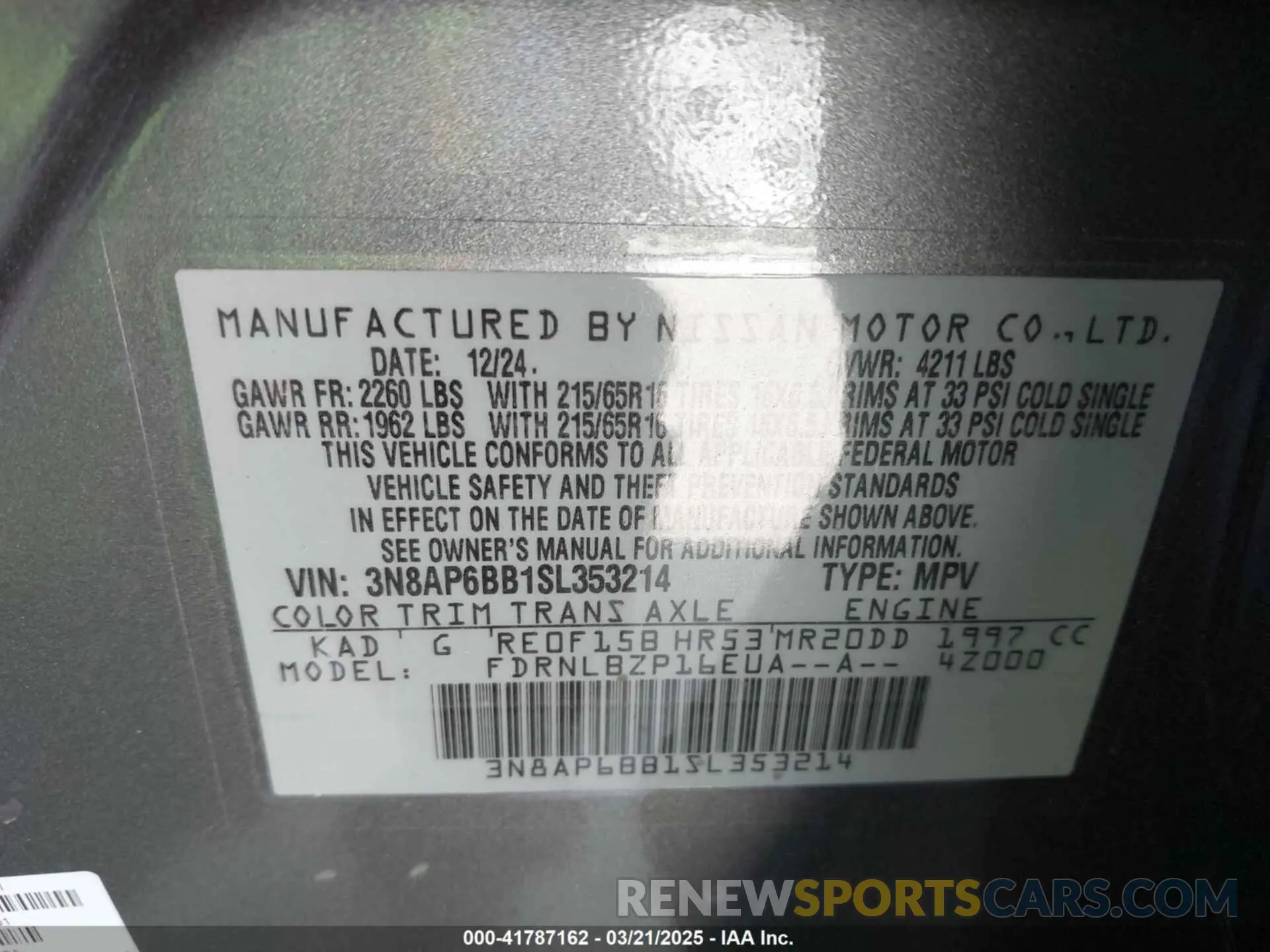 9 Photograph of a damaged car 3N8AP6BB1SL353214 NISSAN KICKS 2025