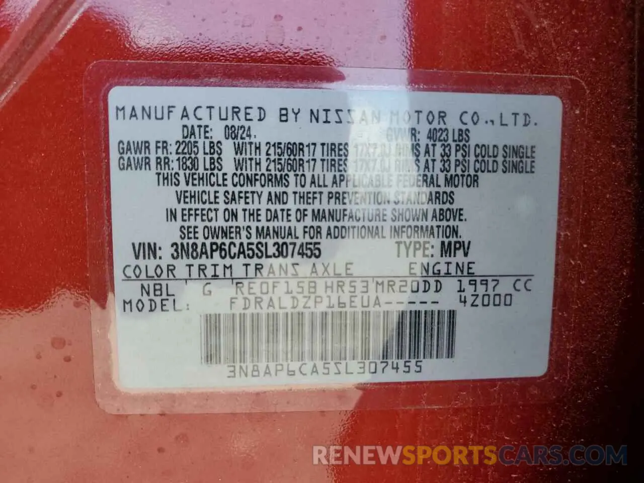 13 Photograph of a damaged car 3N8AP6CA5SL307455 NISSAN KICKS 2025