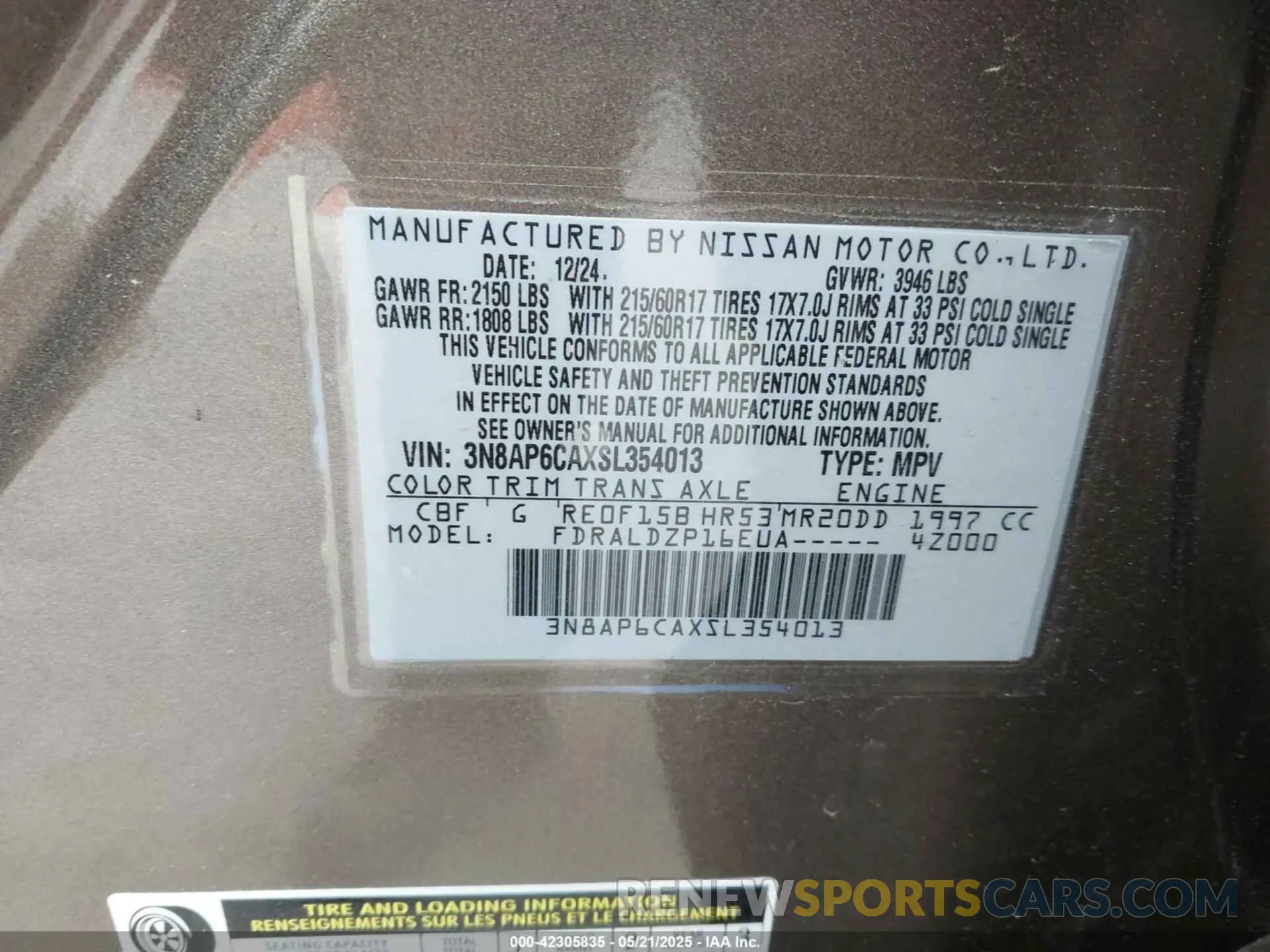 9 Фотография поврежденного автомобиля 3N8AP6CAXSL354013 NISSAN KICKS 2025