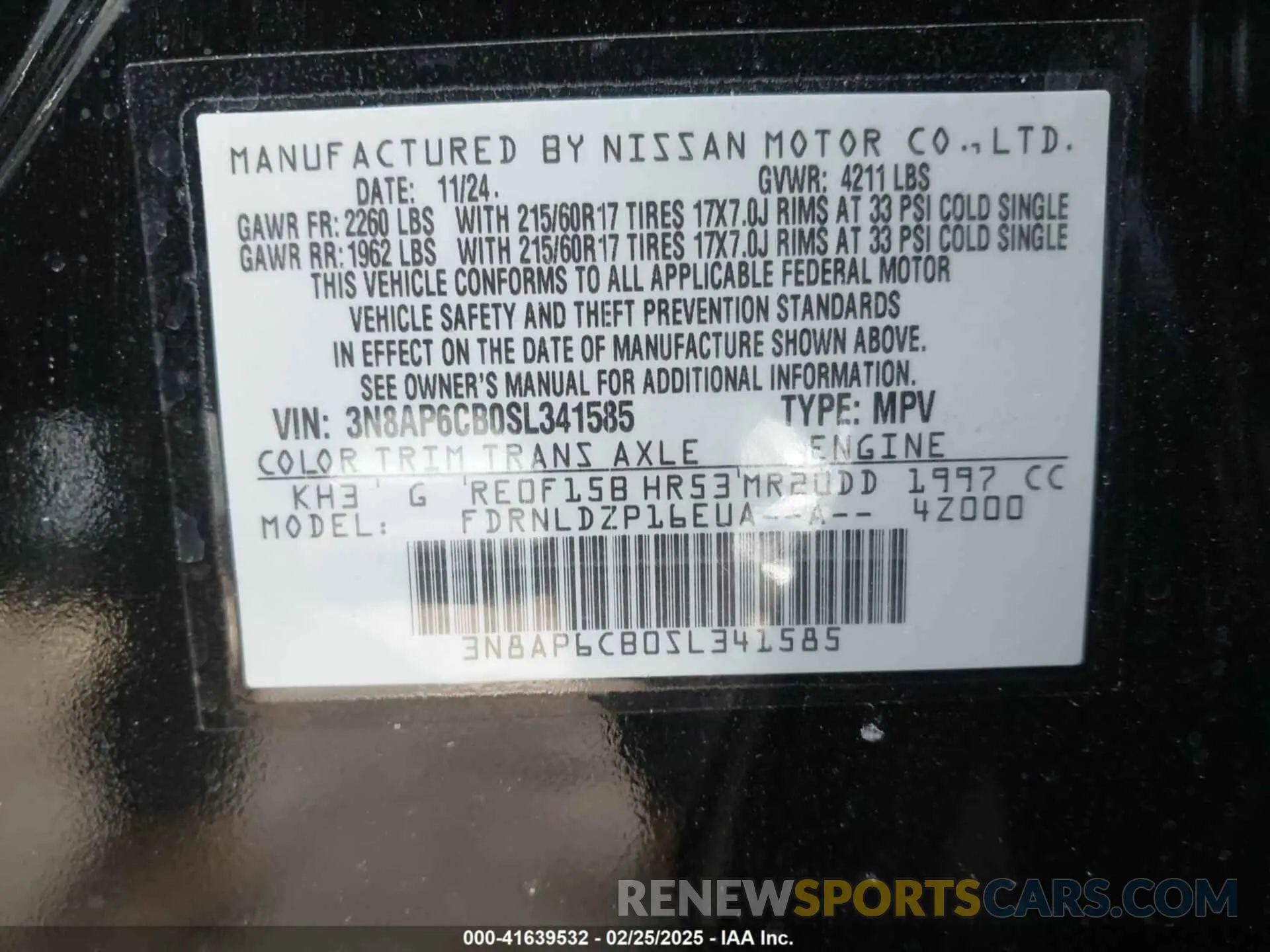 9 Фотография поврежденного автомобиля 3N8AP6CB0SL341585 NISSAN KICKS 2025