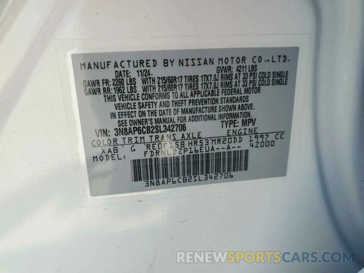 12 Photograph of a damaged car 3N8AP6CB2SL342706 NISSAN KICKS 2025