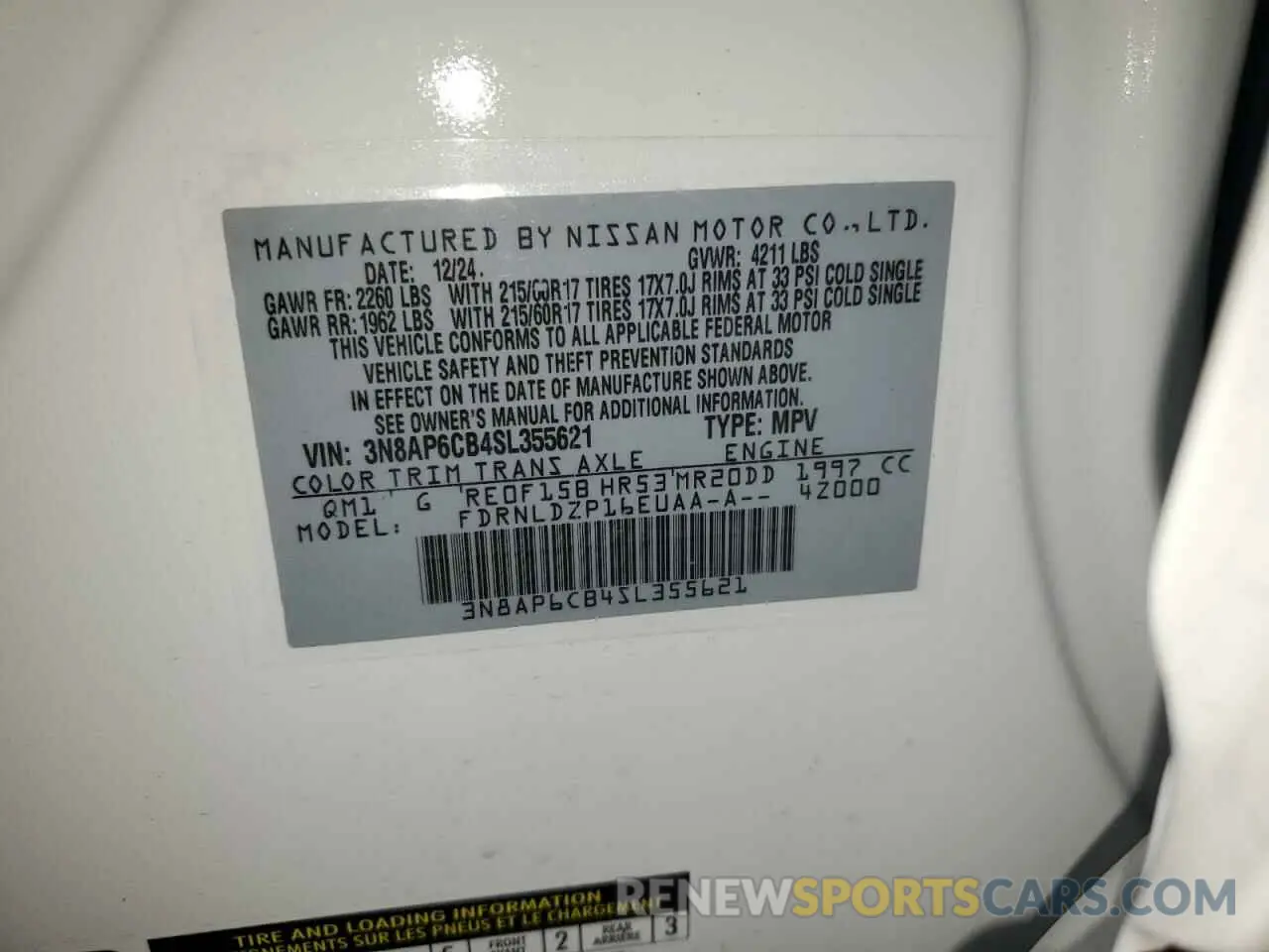 13 Photograph of a damaged car 3N8AP6CB4SL355621 NISSAN KICKS 2025