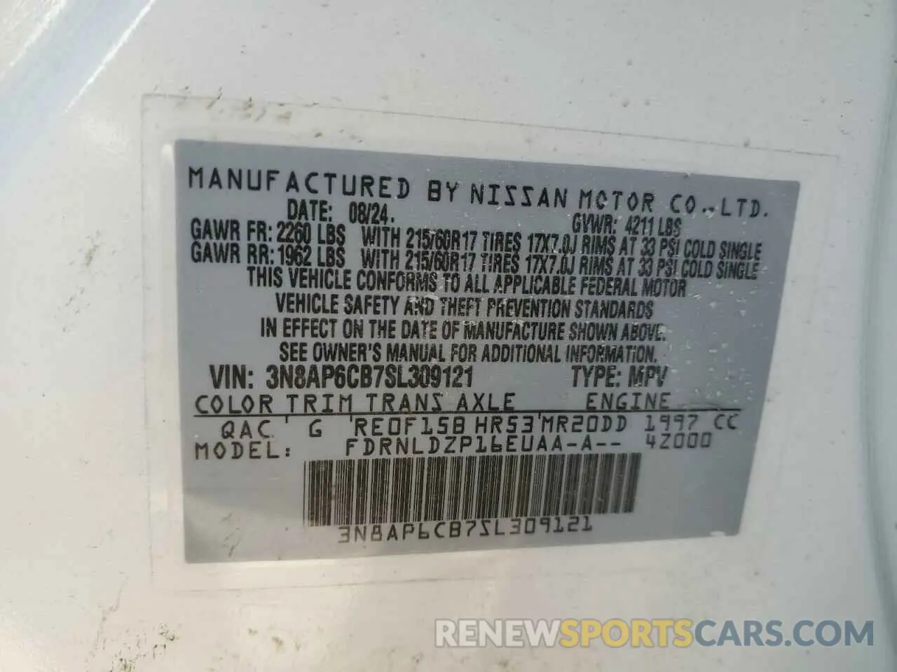13 Photograph of a damaged car 3N8AP6CB7SL309121 NISSAN KICKS 2025
