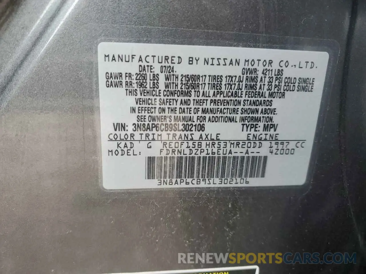 13 Photograph of a damaged car 3N8AP6CB9SL302106 NISSAN KICKS 2025