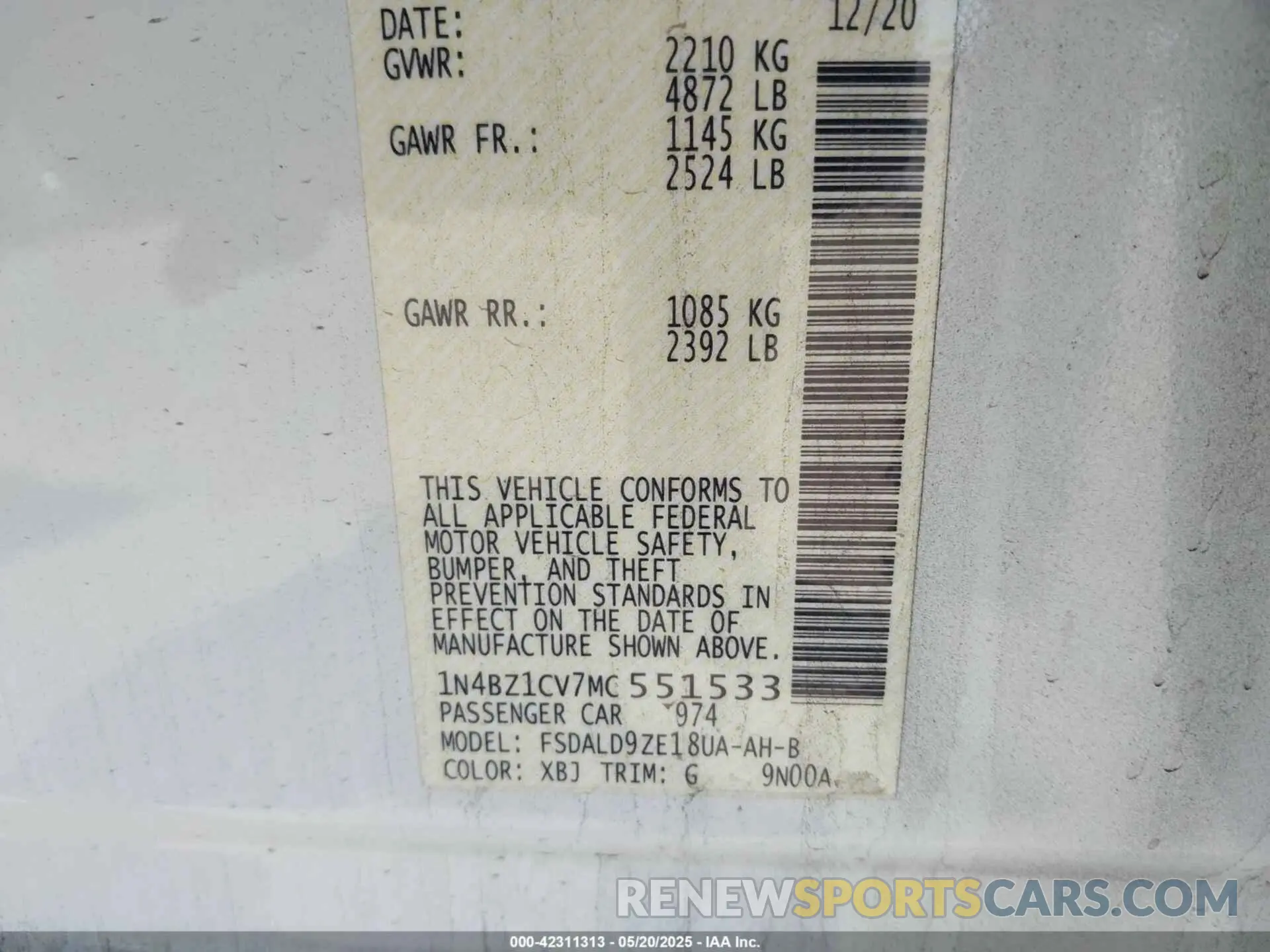 9 Фотография поврежденного автомобиля 1N4BZ1CV7MC551533 NISSAN LEAF 2021