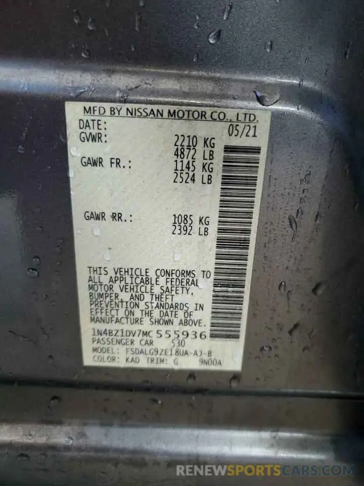 13 Photograph of a damaged car 1N4BZ1DV7MC555936 NISSAN LEAF 2021