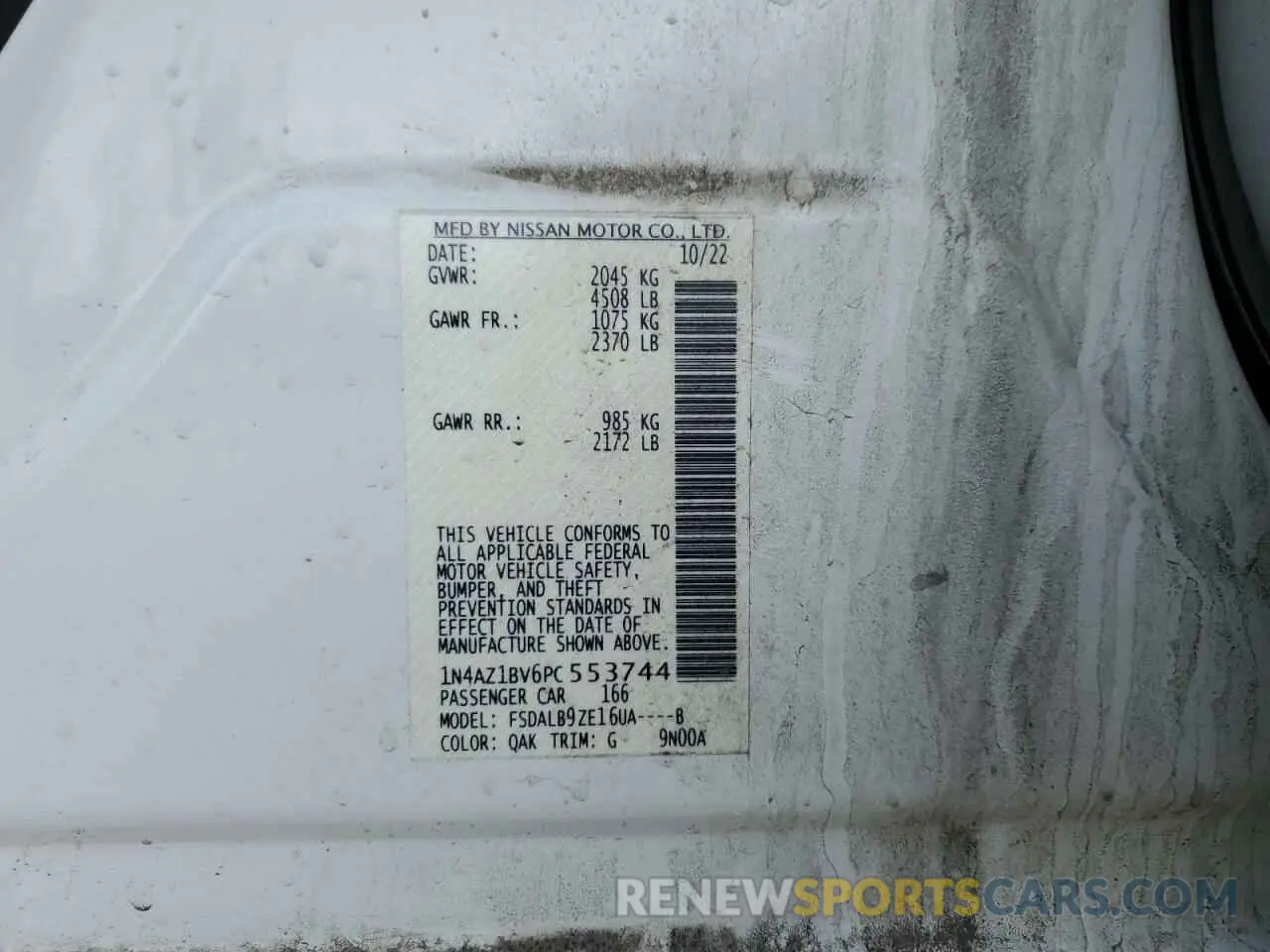 12 Фотография поврежденного автомобиля 1N4AZ1BV6PC553744 NISSAN LEAF 2023