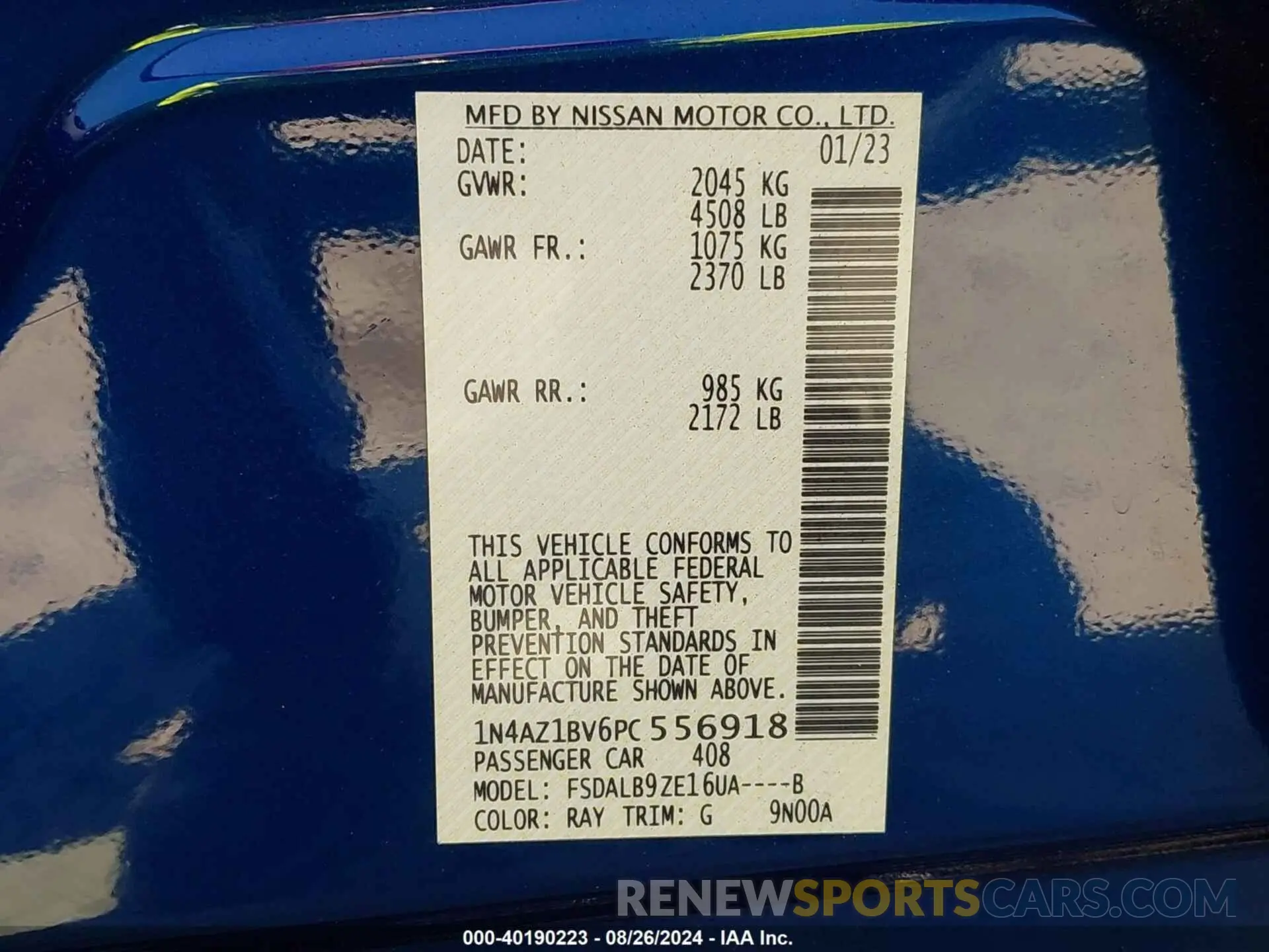 9 Photograph of a damaged car 1N4AZ1BV6PC556918 NISSAN LEAF 2023