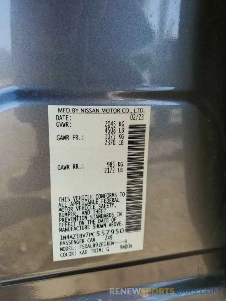 13 Photograph of a damaged car 1N4AZ1BV7PC557950 NISSAN LEAF 2023
