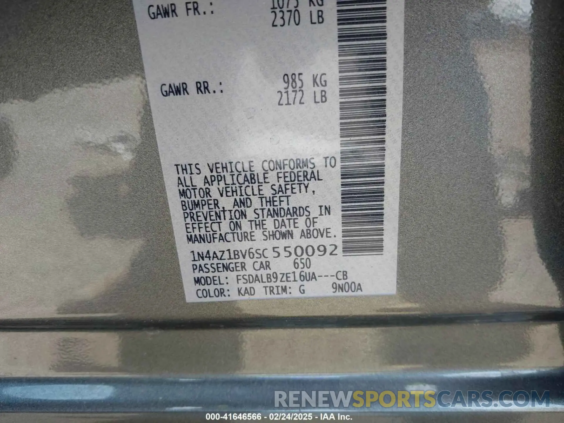 9 Фотография поврежденного автомобиля 1N4AZ1BV6SC550092 NISSAN LEAF 2025