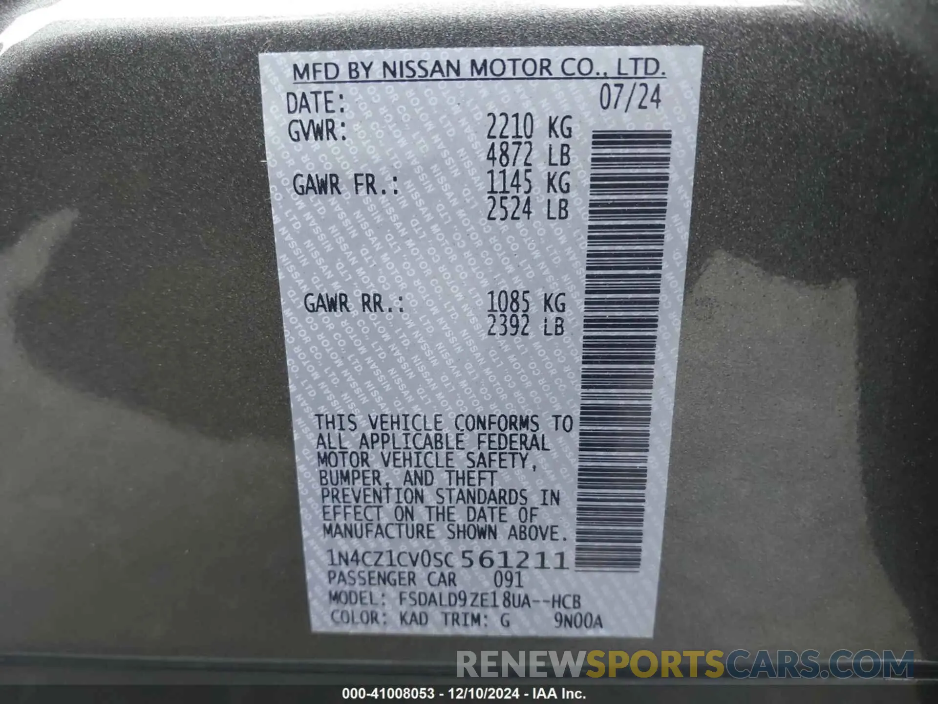 9 Фотография поврежденного автомобиля 1N4CZ1CV0SC561211 NISSAN LEAF 2025