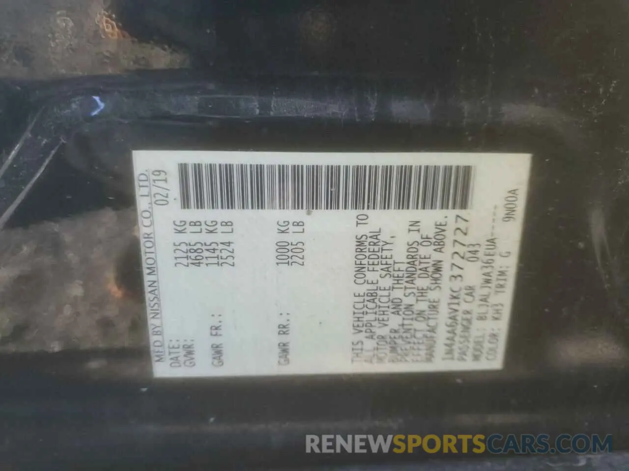 15 Photograph of a damaged car 1N4AA6AV1KC372727 NISSAN MAXIMA 2019