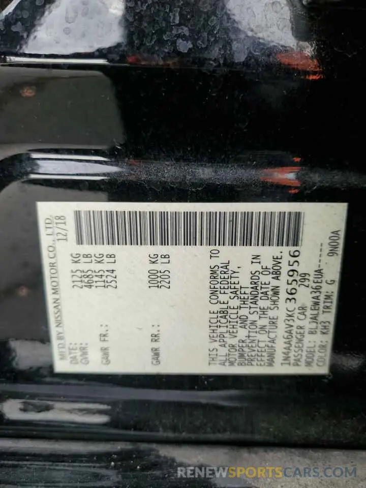 13 Photograph of a damaged car 1N4AA6AV3KC365956 NISSAN MAXIMA 2019