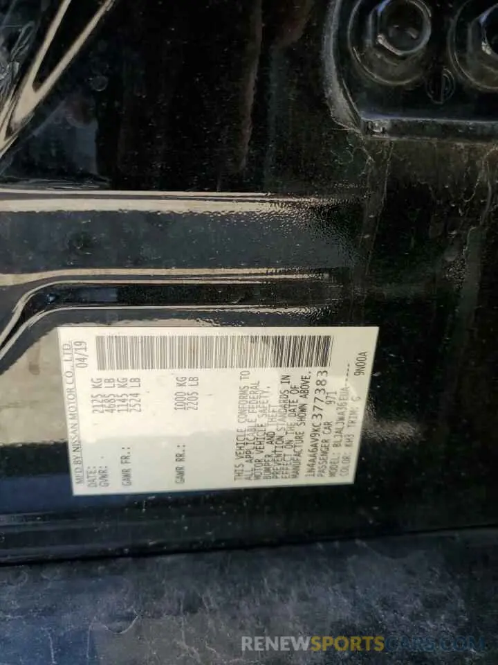 12 Фотография поврежденного автомобиля 1N4AA6AV9KC377383 NISSAN MAXIMA 2019