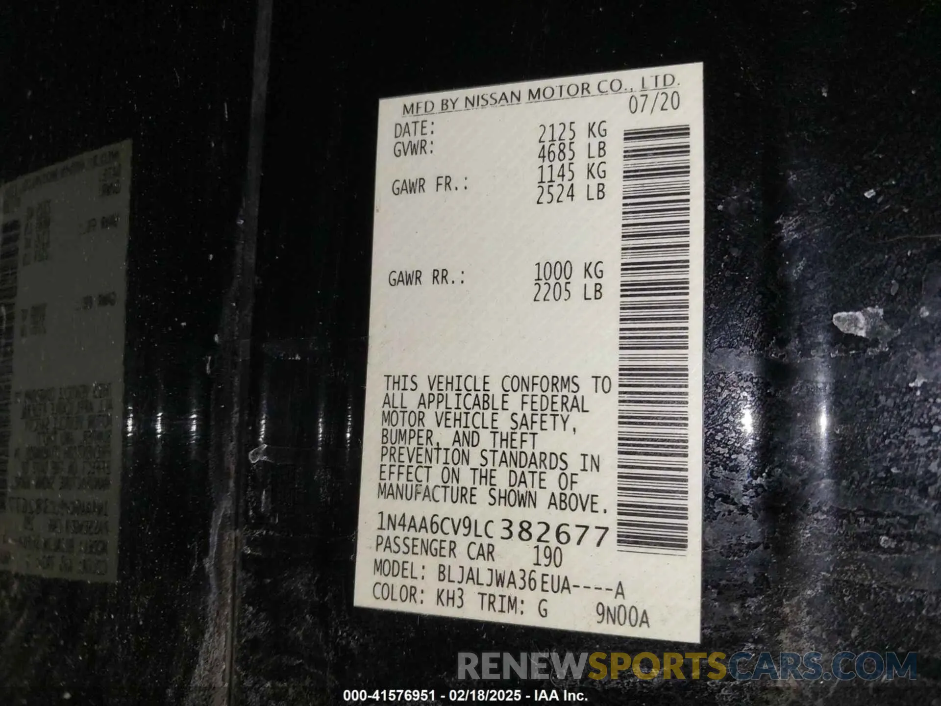9 Фотография поврежденного автомобиля 1N4AA6CV9LC382677 NISSAN MAXIMA 2020
