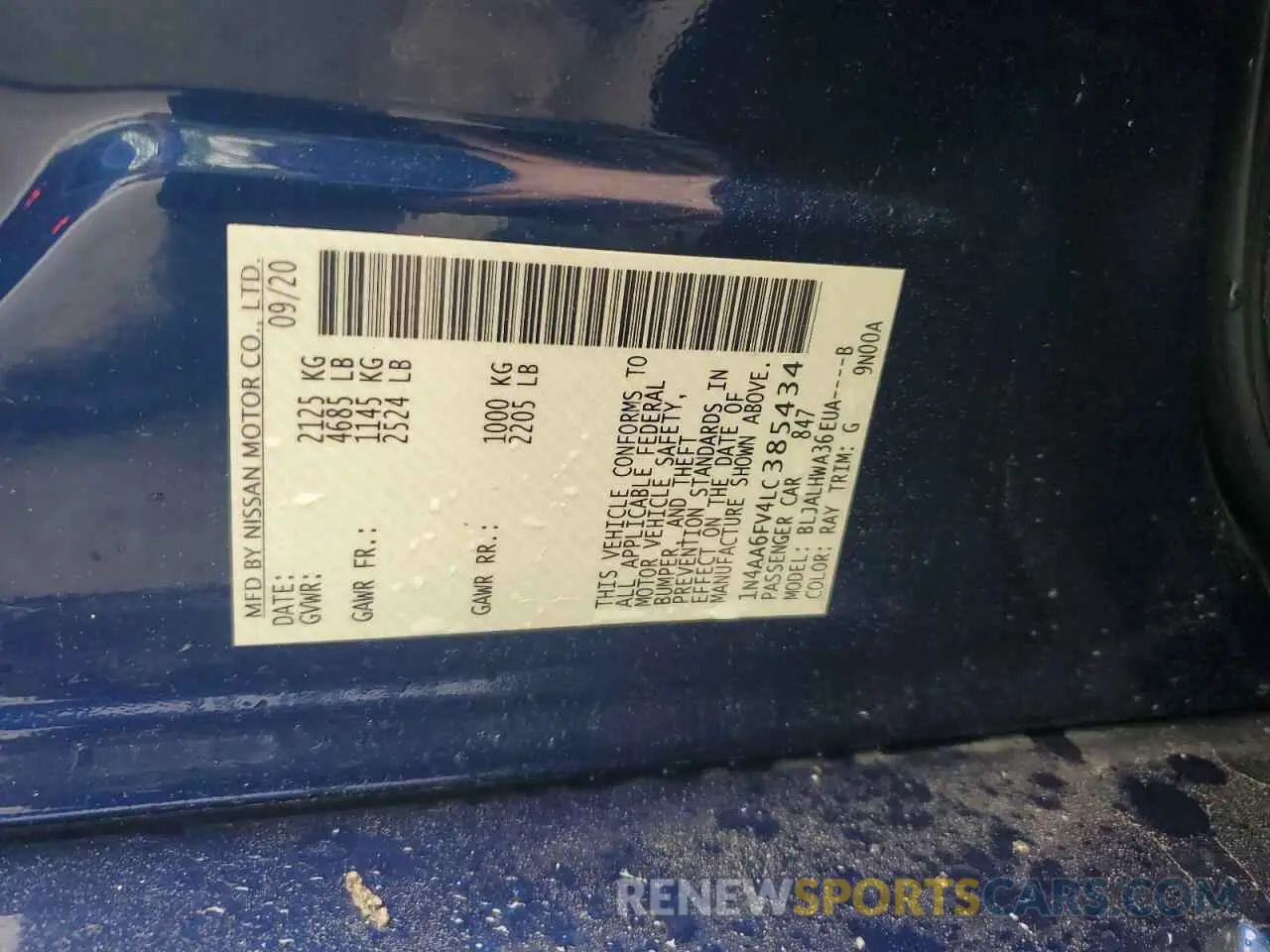 12 Фотография поврежденного автомобиля 1N4AA6FV4LC385434 NISSAN MAXIMA 2020