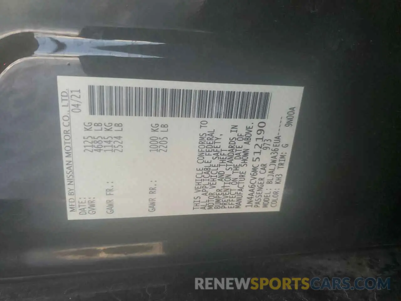 13 Фотография поврежденного автомобиля 1N4AA6CV6MC512190 NISSAN MAXIMA 2021