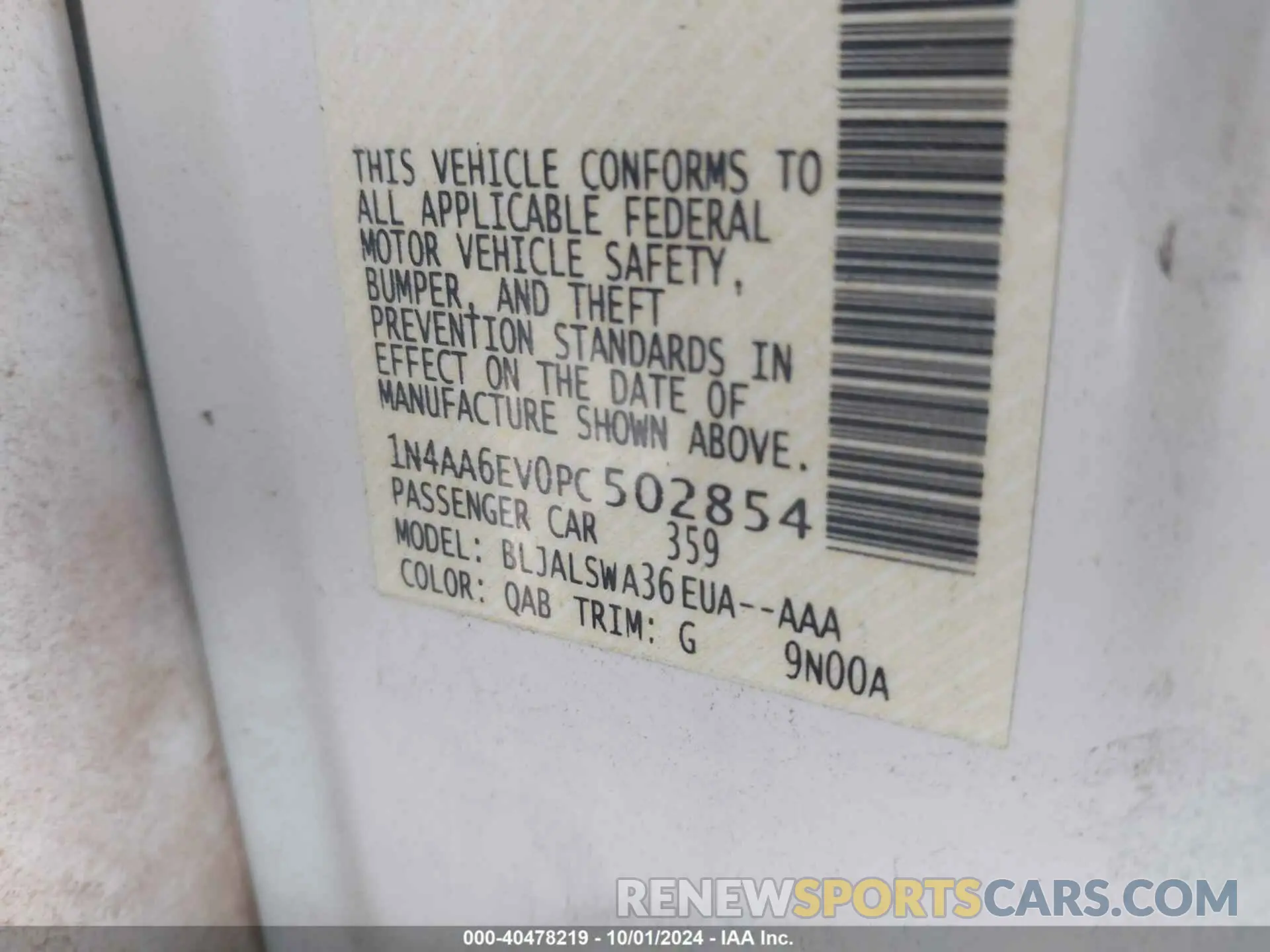 9 Фотография поврежденного автомобиля 1N4AA6EV0PC502854 NISSAN MAXIMA 2023