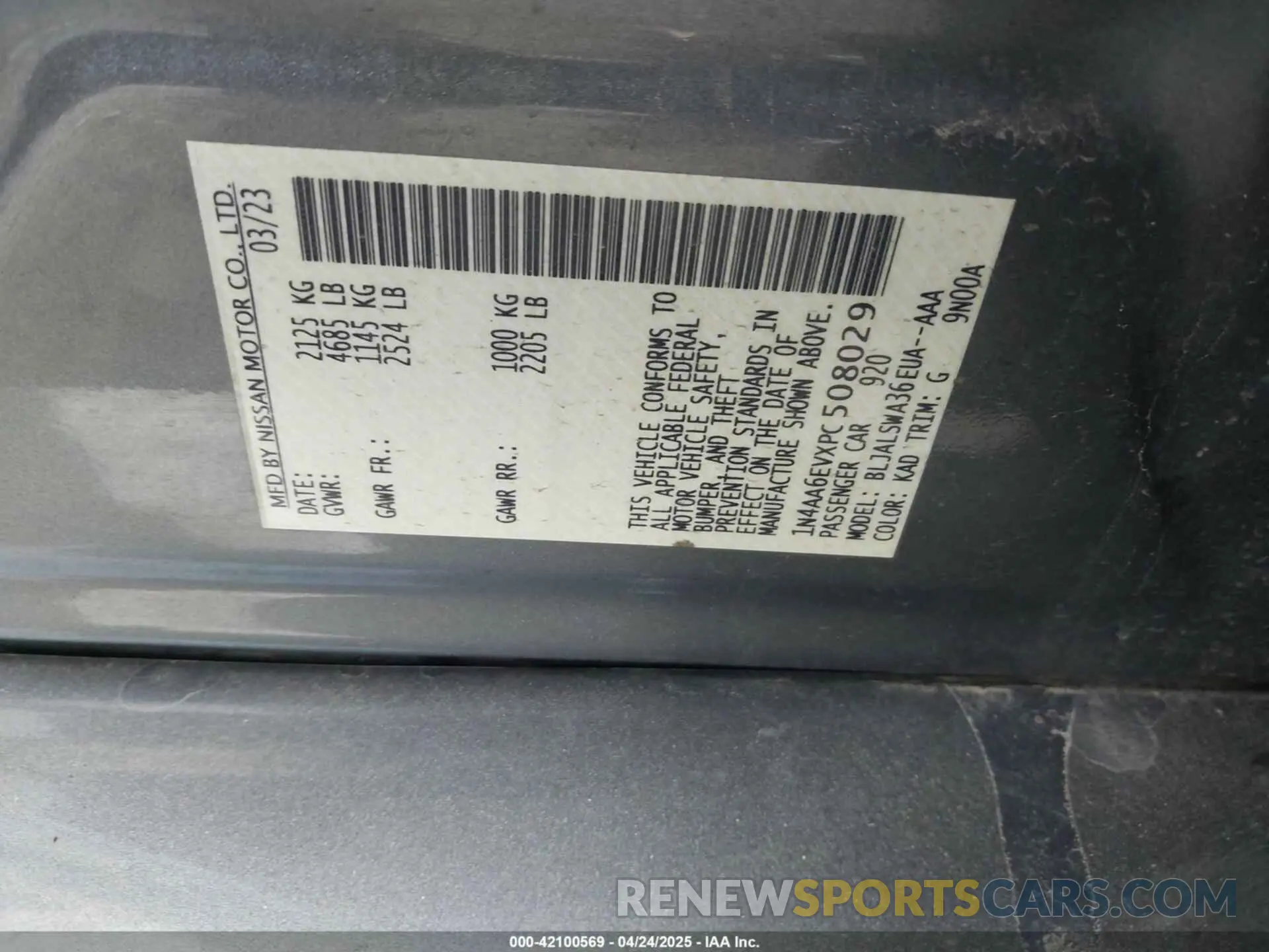 9 Фотография поврежденного автомобиля 1N4AA6EVXPC508029 NISSAN MAXIMA 2023