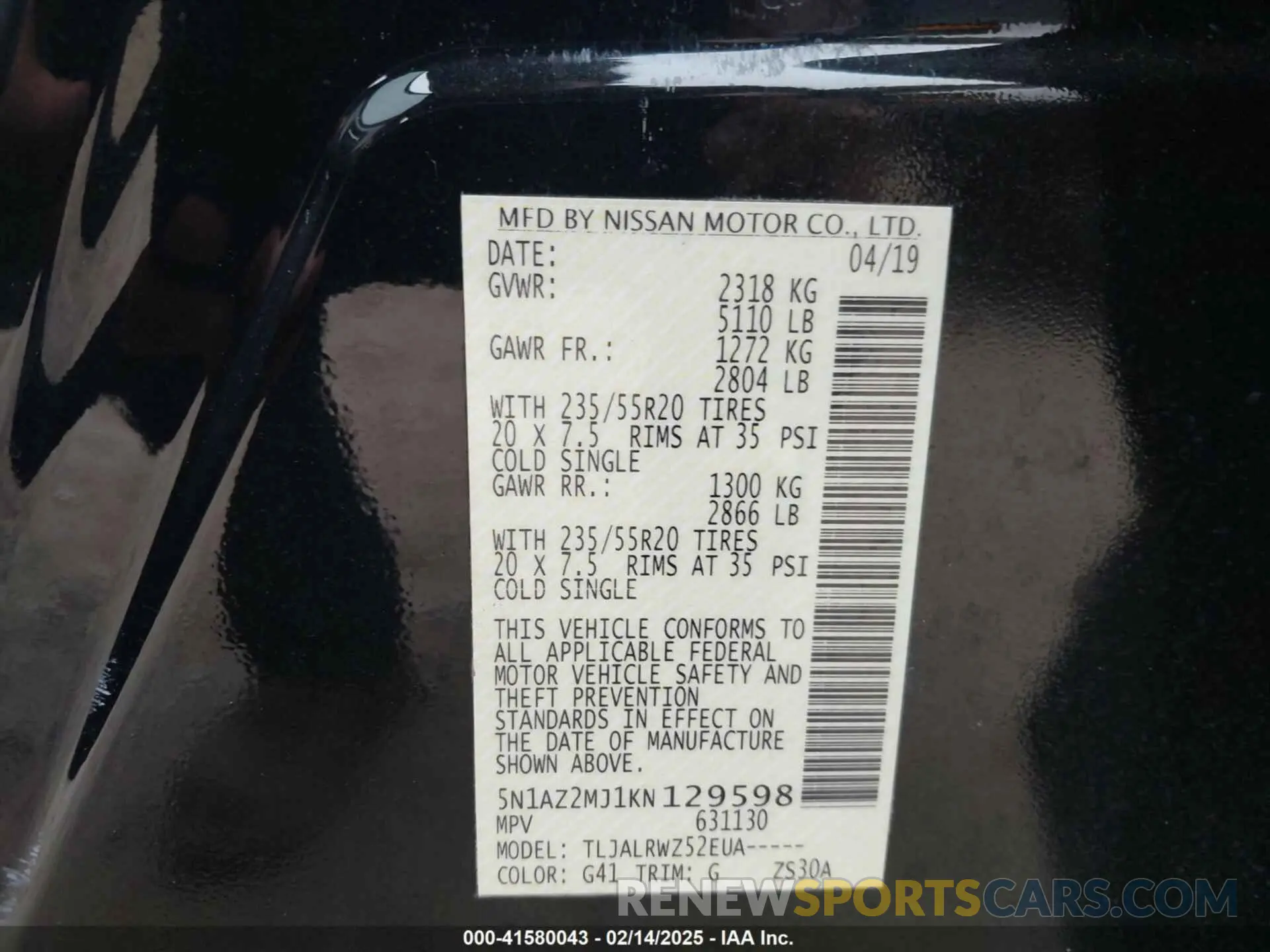9 Photograph of a damaged car 5N1AZ2MJ1KN129598 NISSAN MURANO 2019