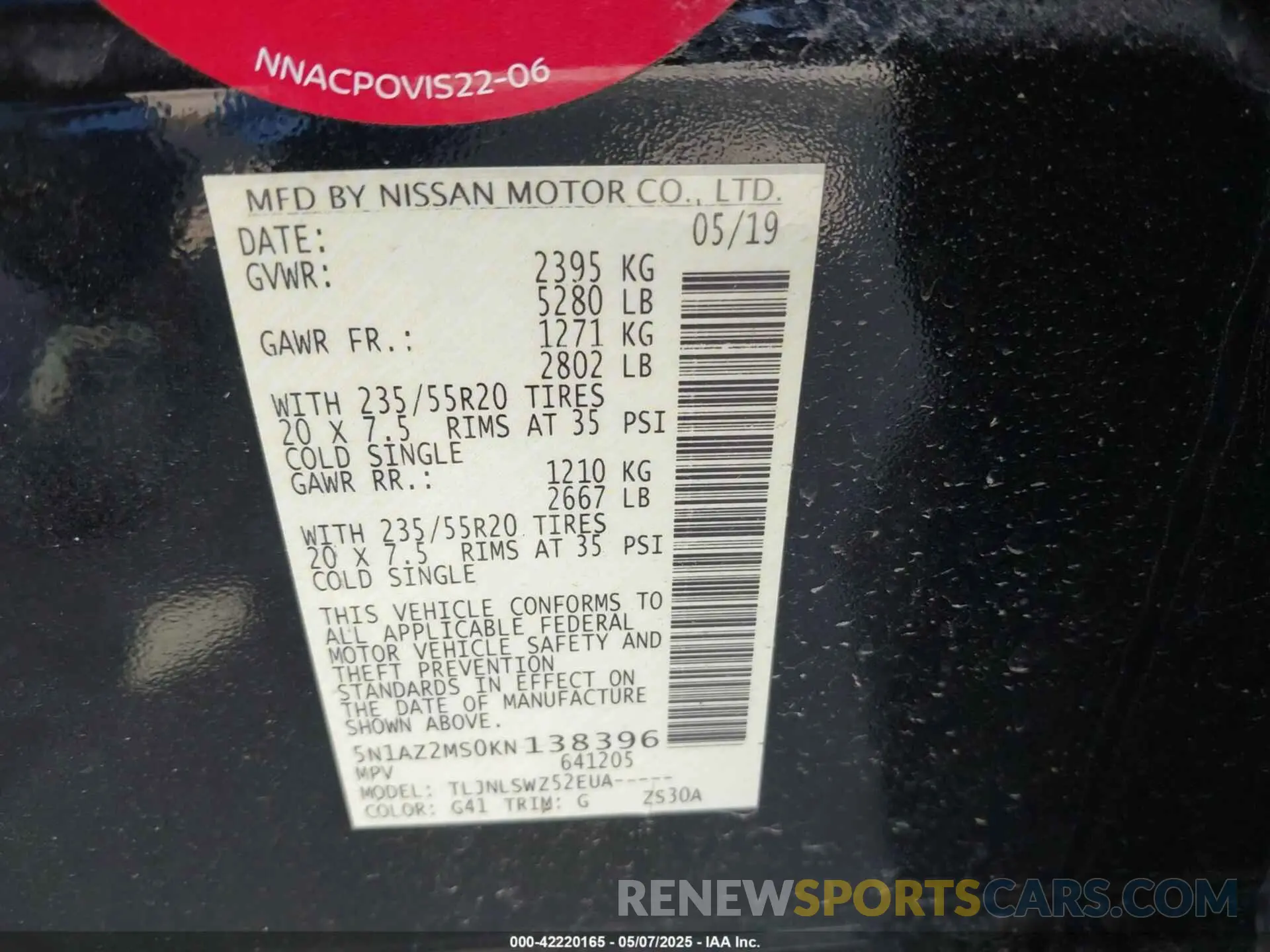 9 Фотография поврежденного автомобиля 5N1AZ2MS0KN138396 NISSAN MURANO 2019