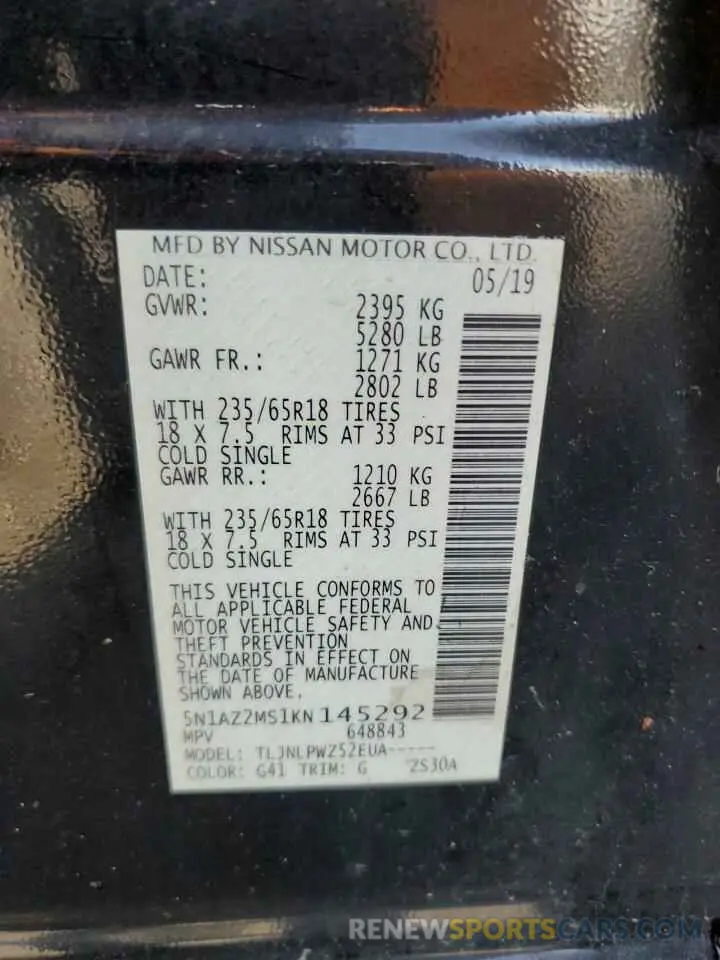 16 Photograph of a damaged car 5N1AZ2MS1KN145292 NISSAN MURANO 2019