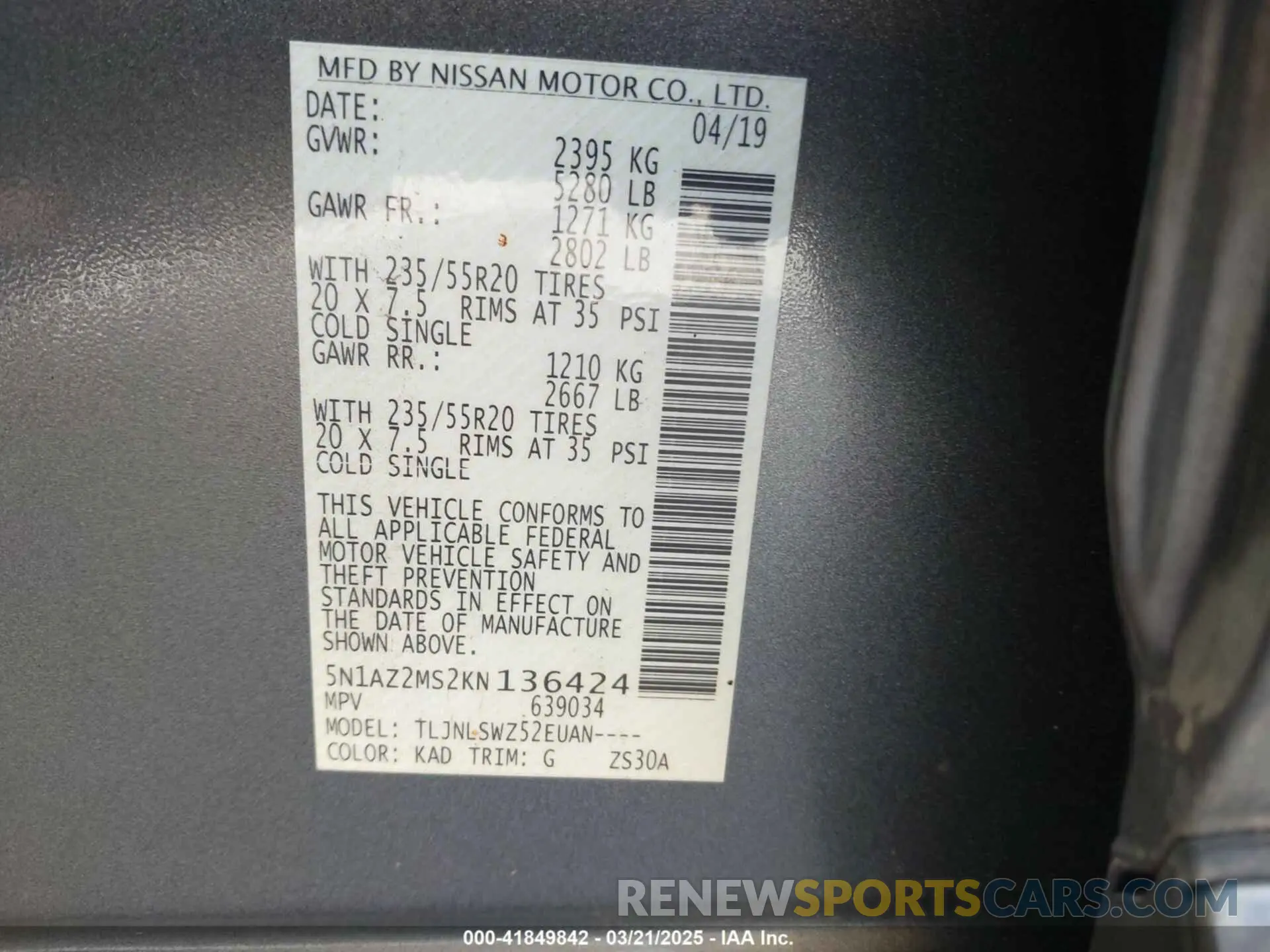 9 Фотография поврежденного автомобиля 5N1AZ2MS2KN136424 NISSAN MURANO 2019