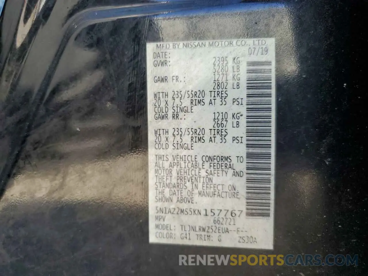 16 Фотография поврежденного автомобиля 5N1AZ2MS5KN157767 NISSAN MURANO 2019