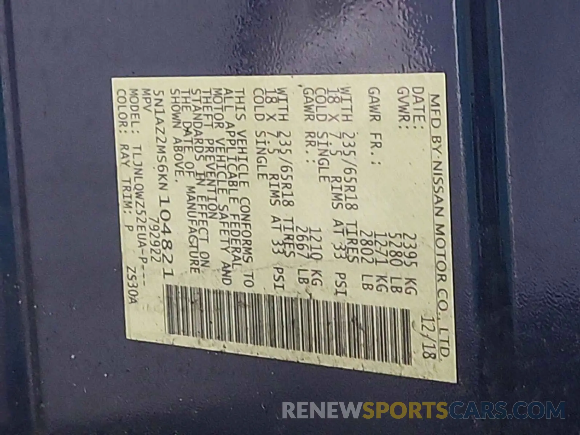 4 Photograph of a damaged car 5N1AZ2MS6KN104821 NISSAN MURANO 2019