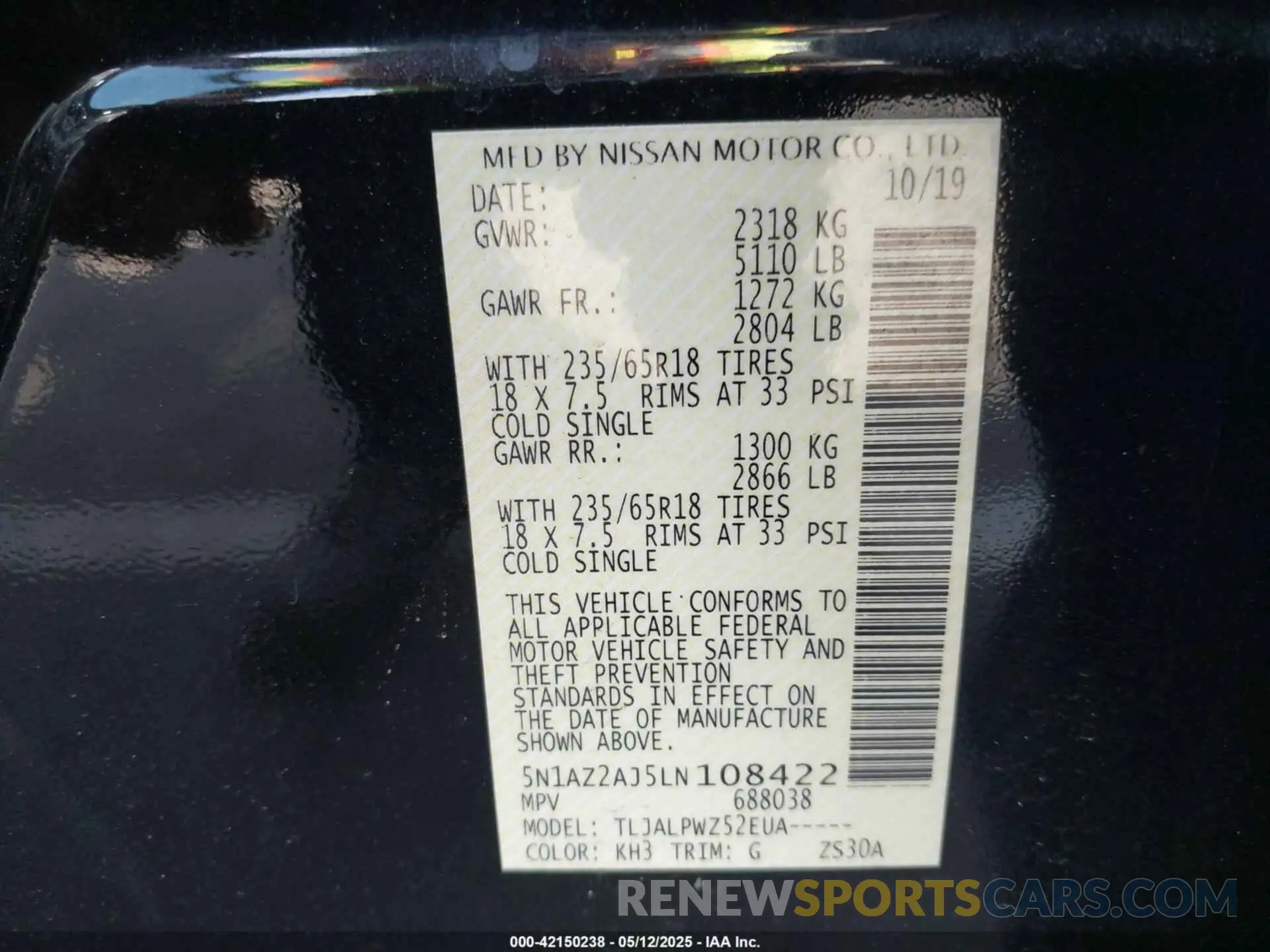 9 Photograph of a damaged car 5N1AZ2AJ5LN108422 NISSAN MURANO 2020
