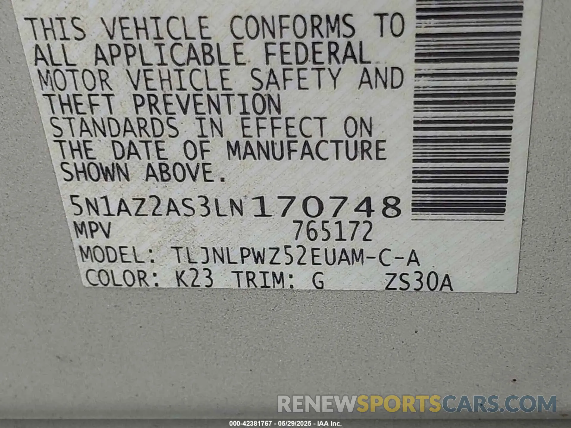 9 Photograph of a damaged car 5N1AZ2AS3LN170748 NISSAN MURANO 2020