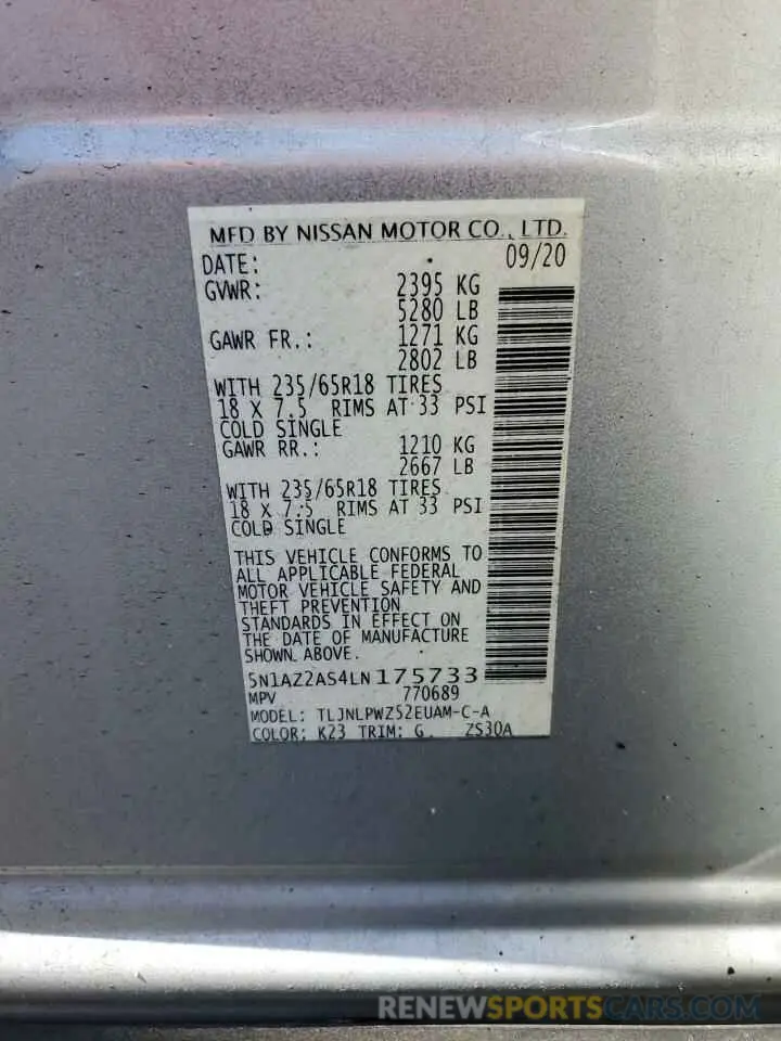 13 Photograph of a damaged car 5N1AZ2AS4LN175733 NISSAN MURANO 2020
