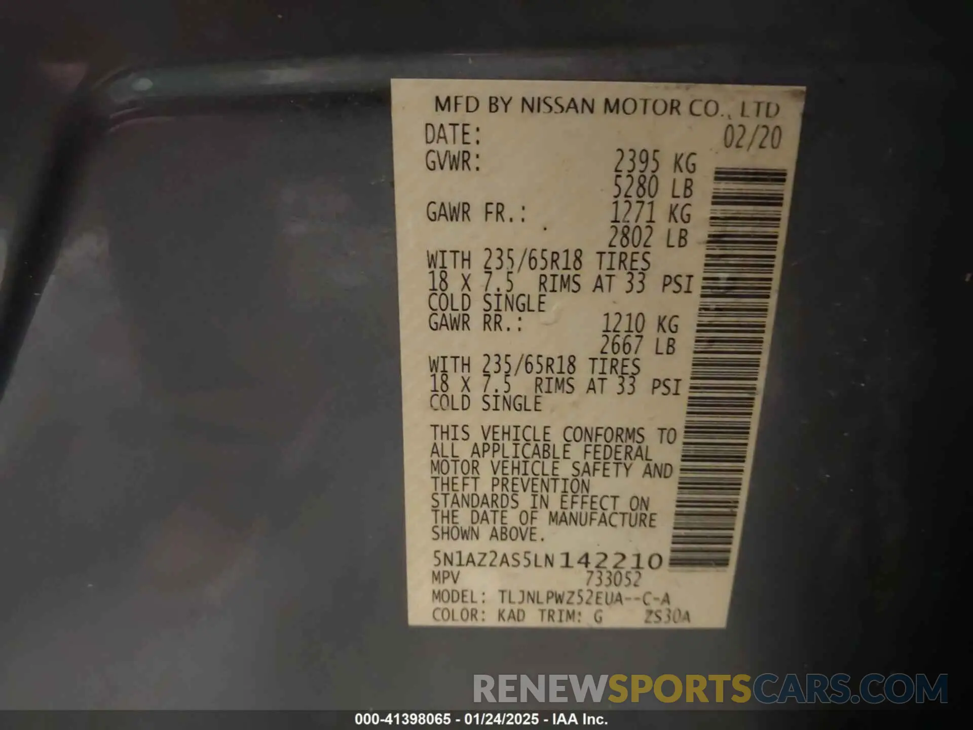 9 Фотография поврежденного автомобиля 5N1AZ2AS5LN142210 NISSAN MURANO 2020